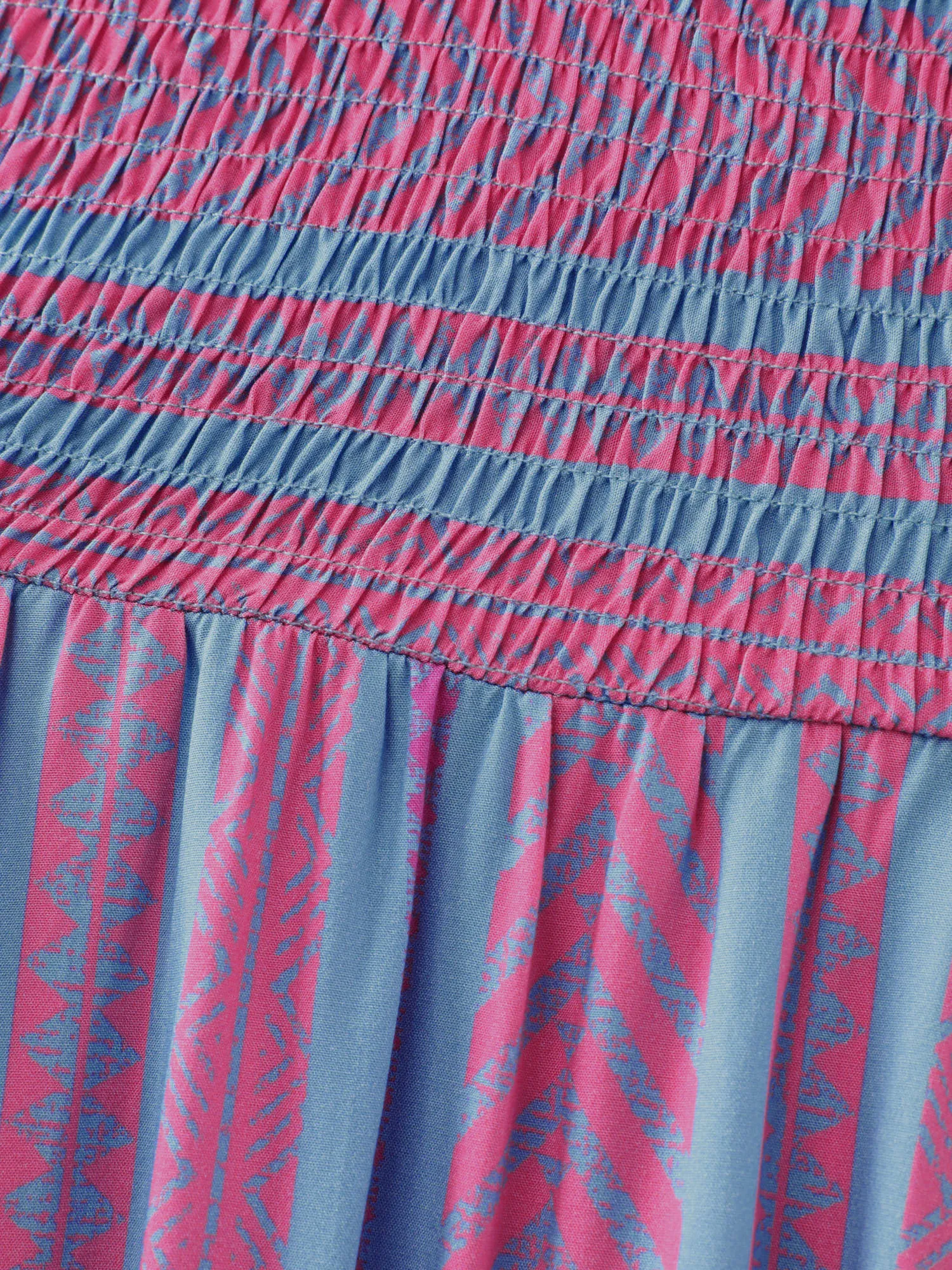 Colorful Stripes Shirred Bodice Ruffled Midi Dress sold by Bloomchic product image thumbnail 5