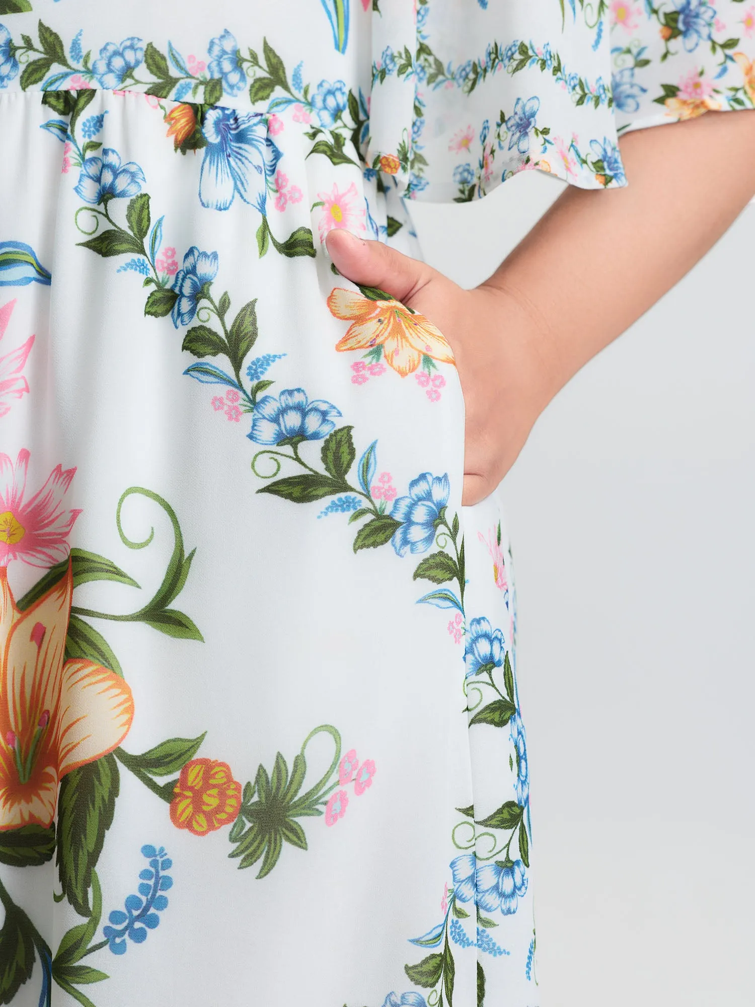 Floral Print Cinched Waist Midi Dress sold by Bloomchic product image thumbnail 3