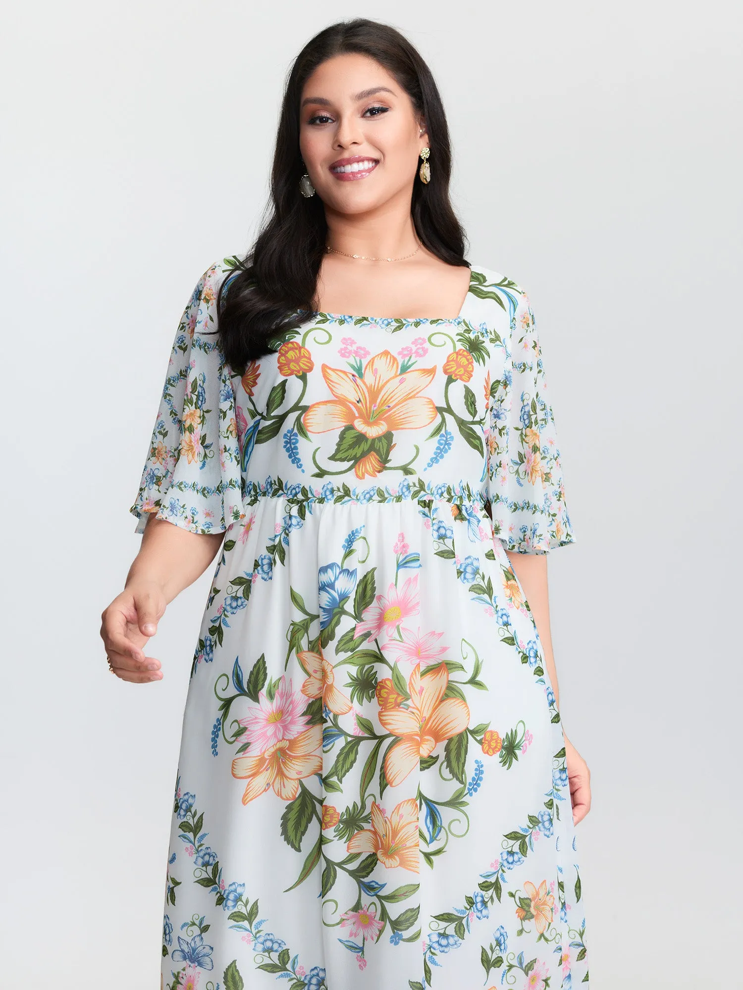 Floral Print Cinched Waist Midi Dress sold by Bloomchic product image thumbnail 2