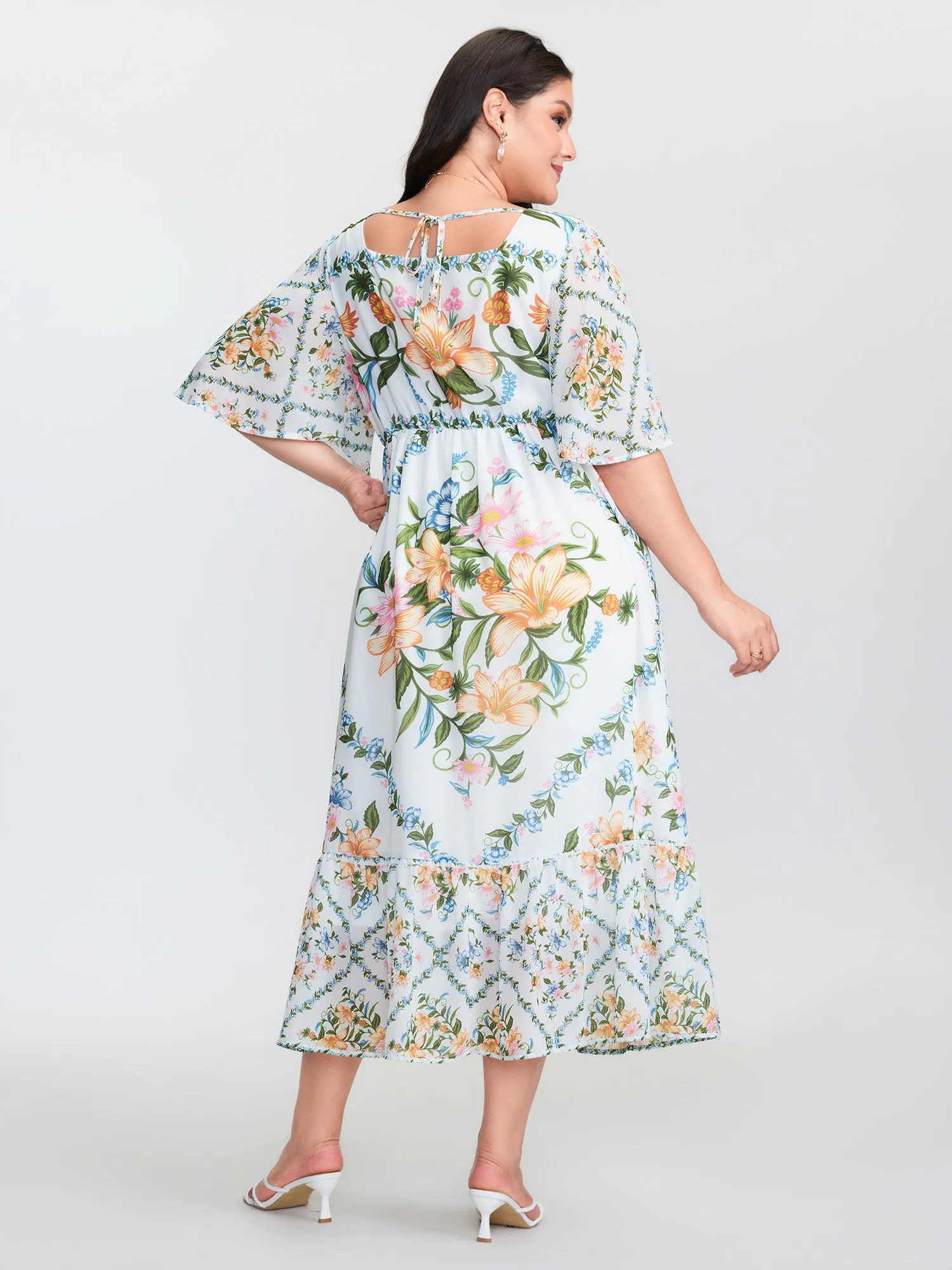 Floral Print Cinched Waist Midi Dress sold by Bloomchic product image thumbnail 5