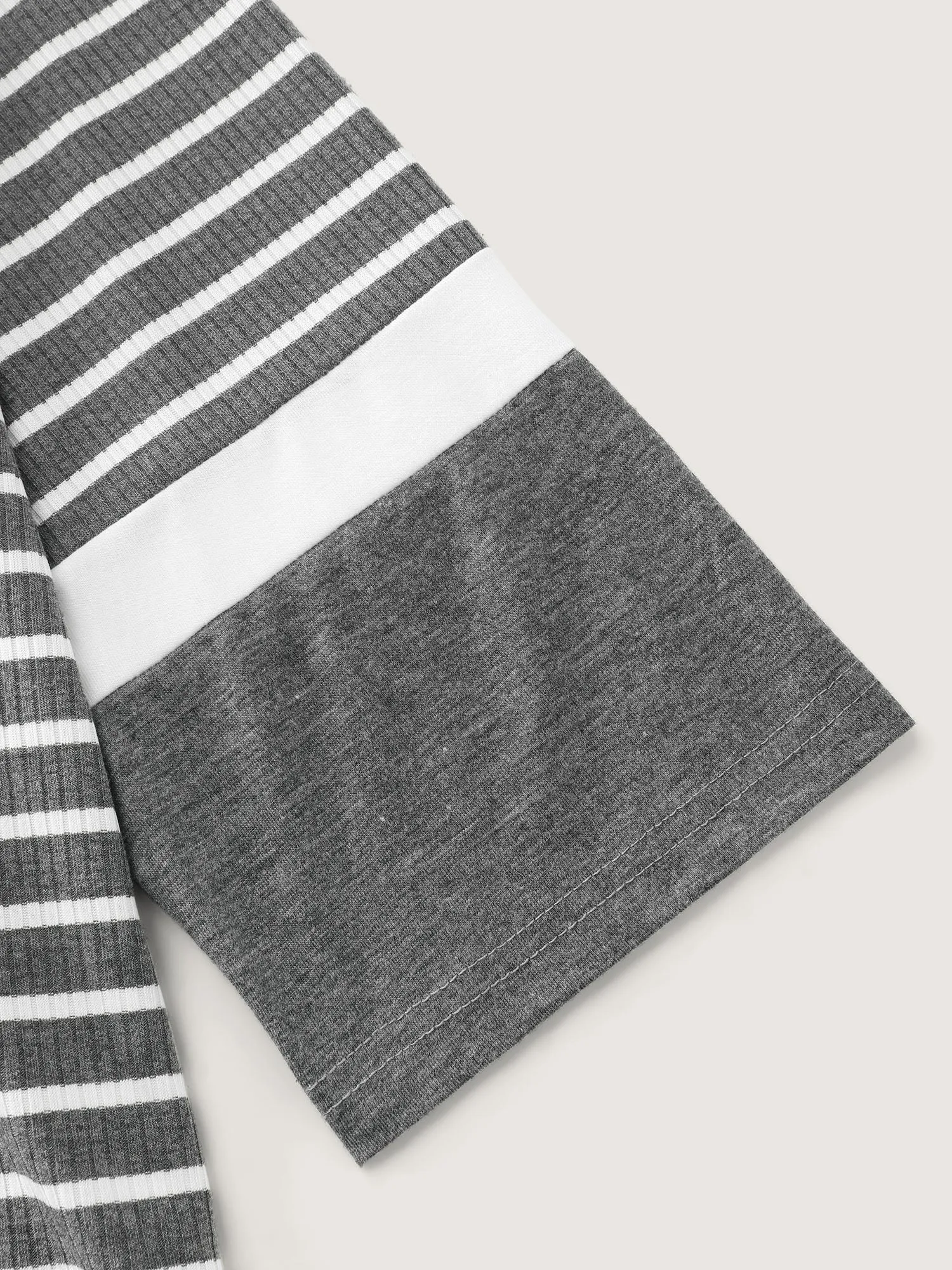 Monochrome Stripes Round Neck T-Shirt sold by Bloomchic product image thumbnail 5