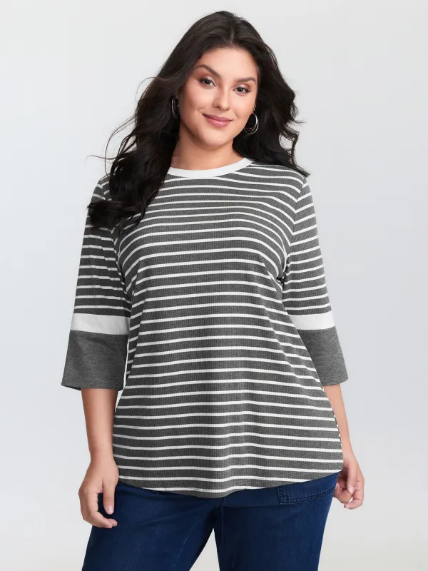 Monochrome Stripes Round Neck T-Shirt sold by Bloomchic