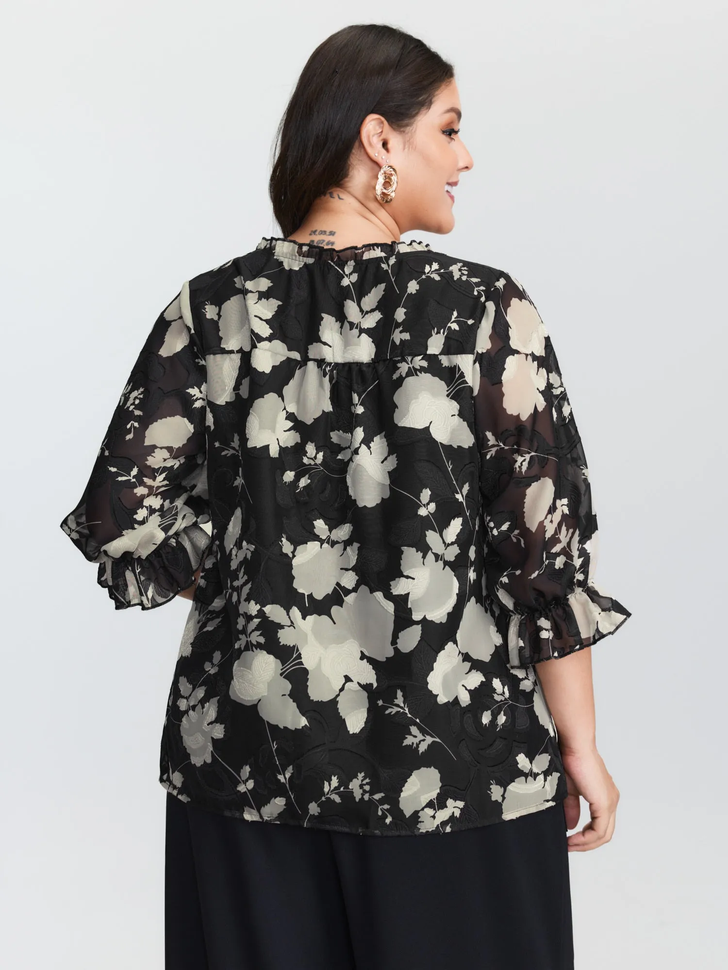 Ruffled Collar Floral Print Blouse sold by Bloomchic product image thumbnail 4