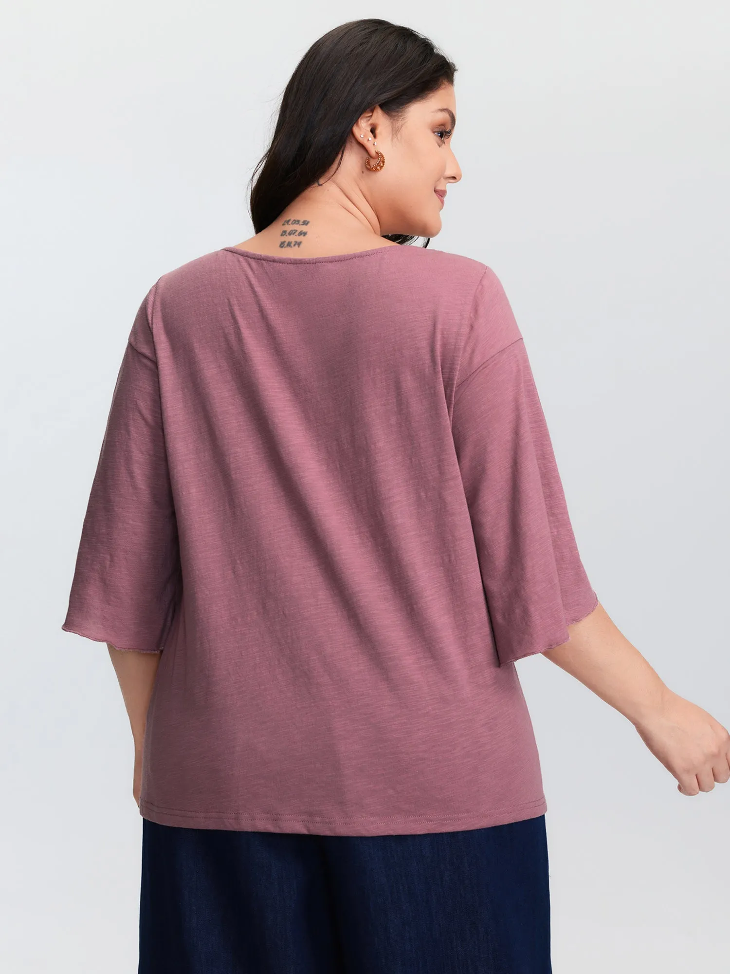 Petal Sleeve Plain Round Neck Knit Top sold by Bloomchic product image thumbnail 4