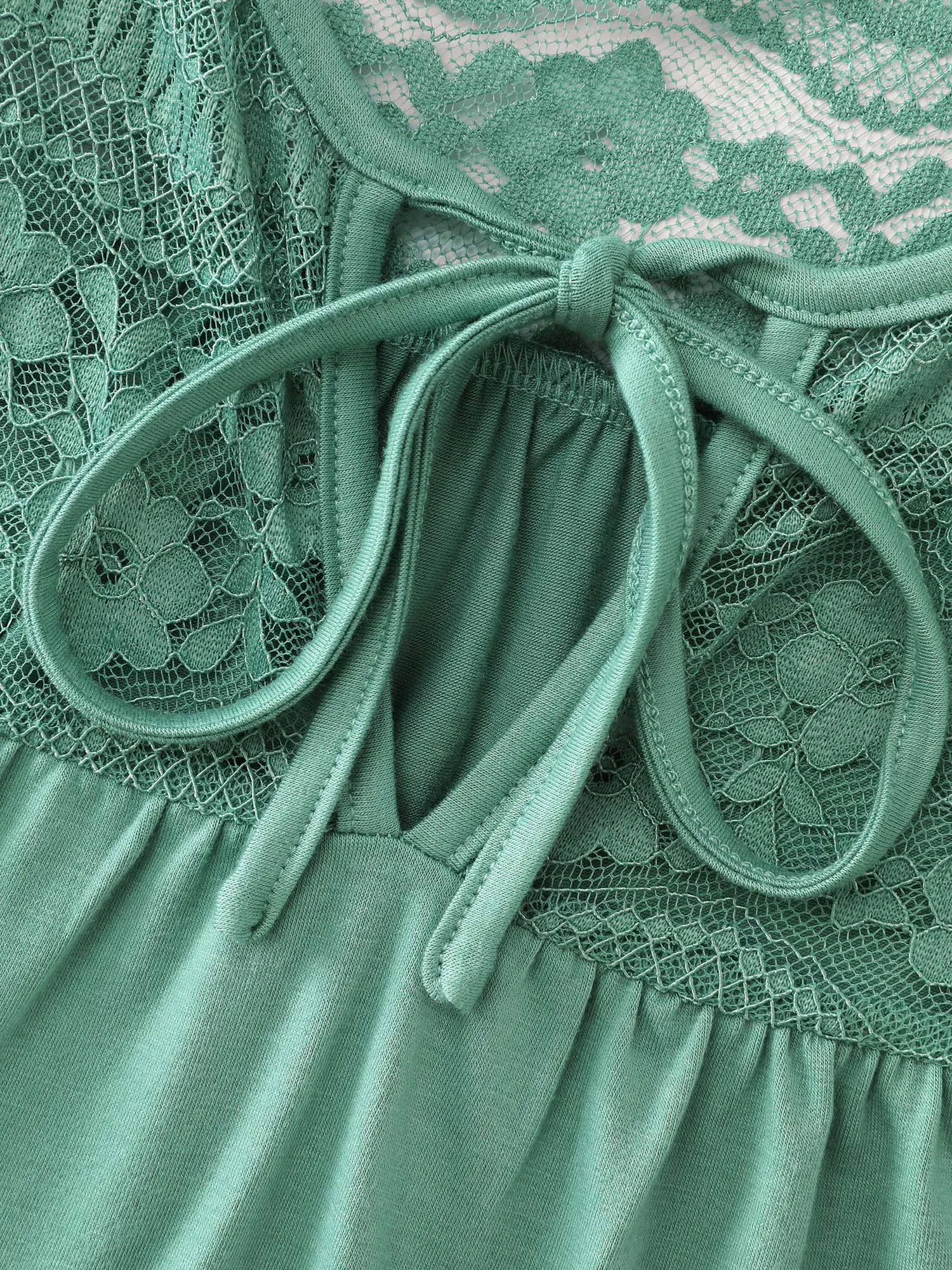 Lace Trim Flared Sleeve Plain Top sold by Bloomchic product image thumbnail 5