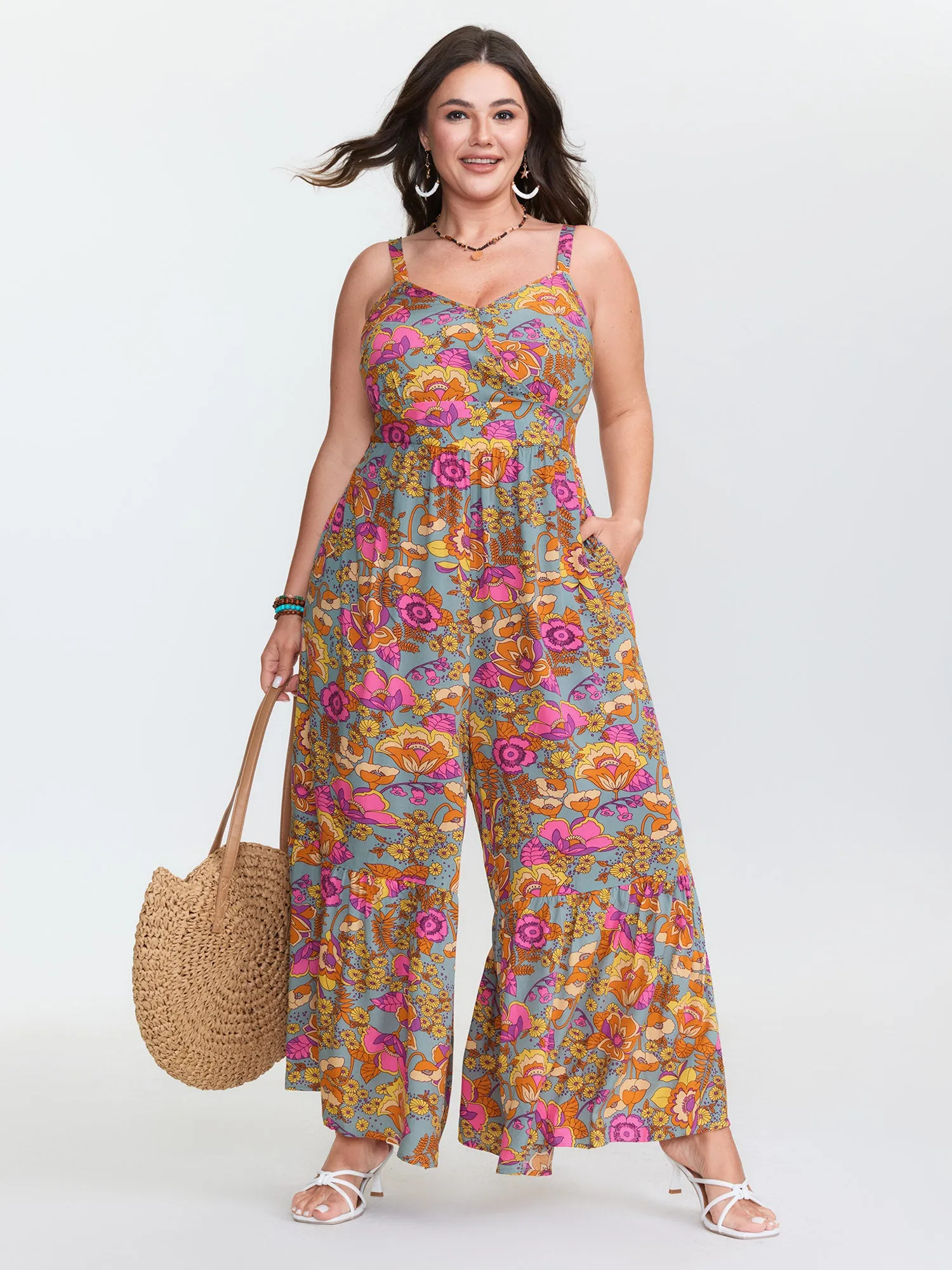 Floral Print Shirred Cami Jumpsuit sold by Bloomchic product image thumbnail 2