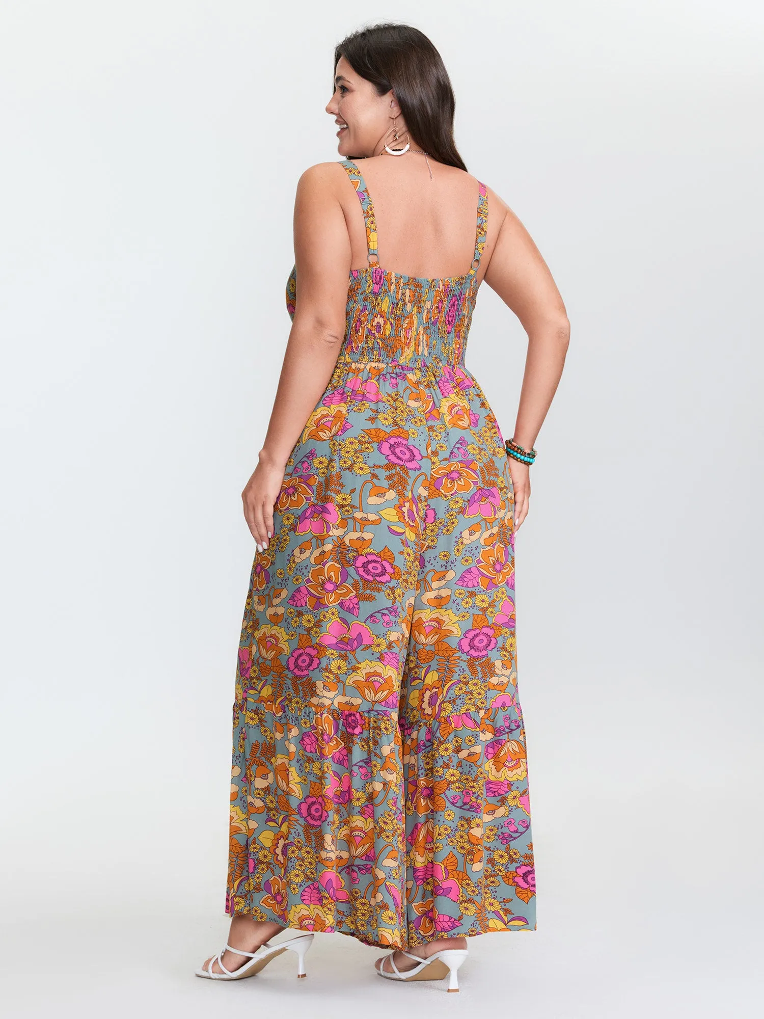 Floral Print Shirred Cami Jumpsuit sold by Bloomchic product image thumbnail 4