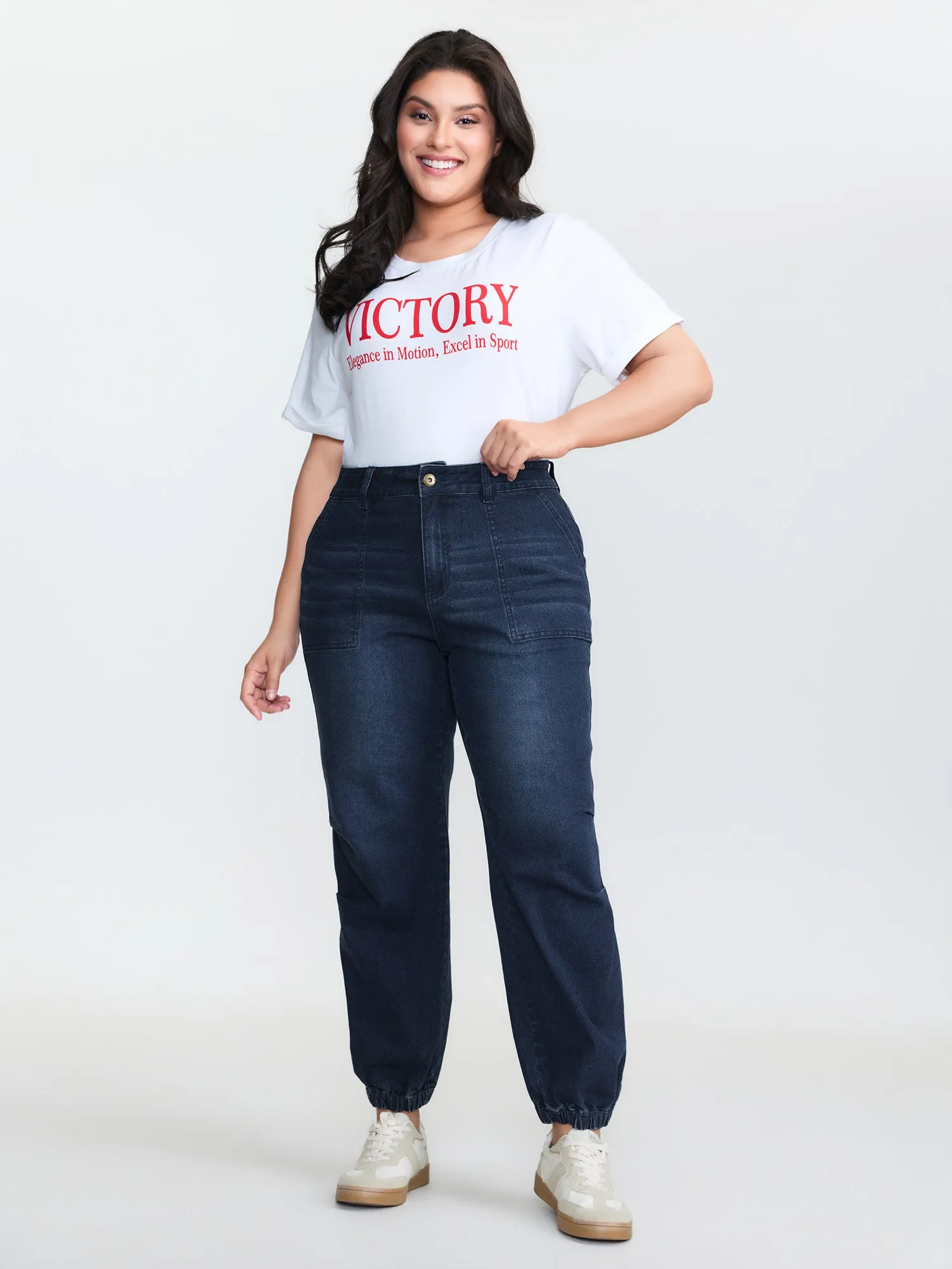 Stretchy Cuff Pocket Mid-Rise Jeans sold by Bloomchic product image thumbnail 2