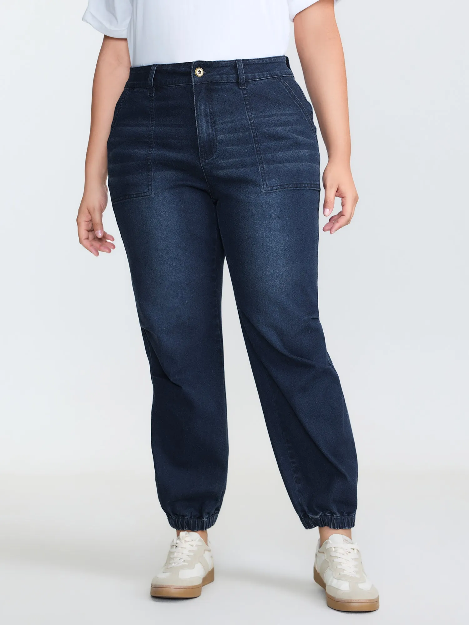 Stretchy Cuff Pocket Mid-Rise Jeans sold by Bloomchic
