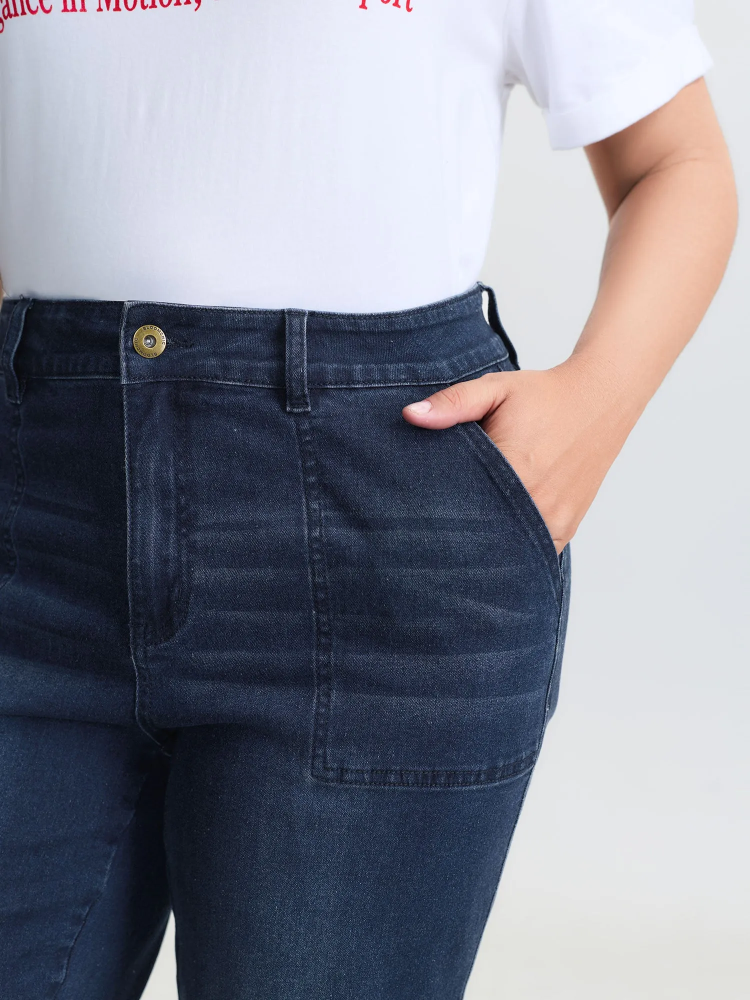 Stretchy Cuff Pocket Mid-Rise Jeans sold by Bloomchic product image thumbnail 3