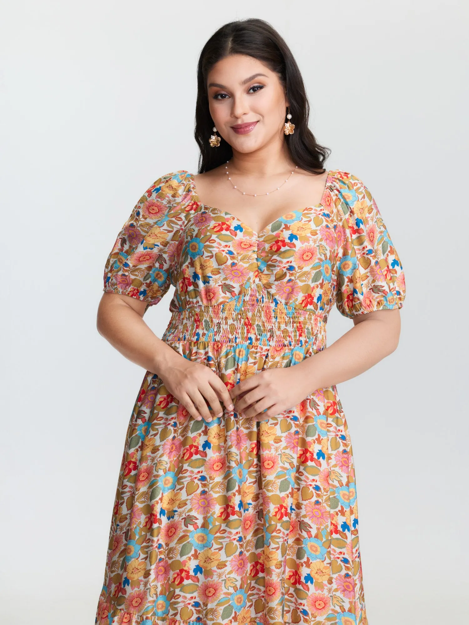 Floral Print Sweetheart Neckline Midi Dress sold by Bloomchic product image thumbnail 2