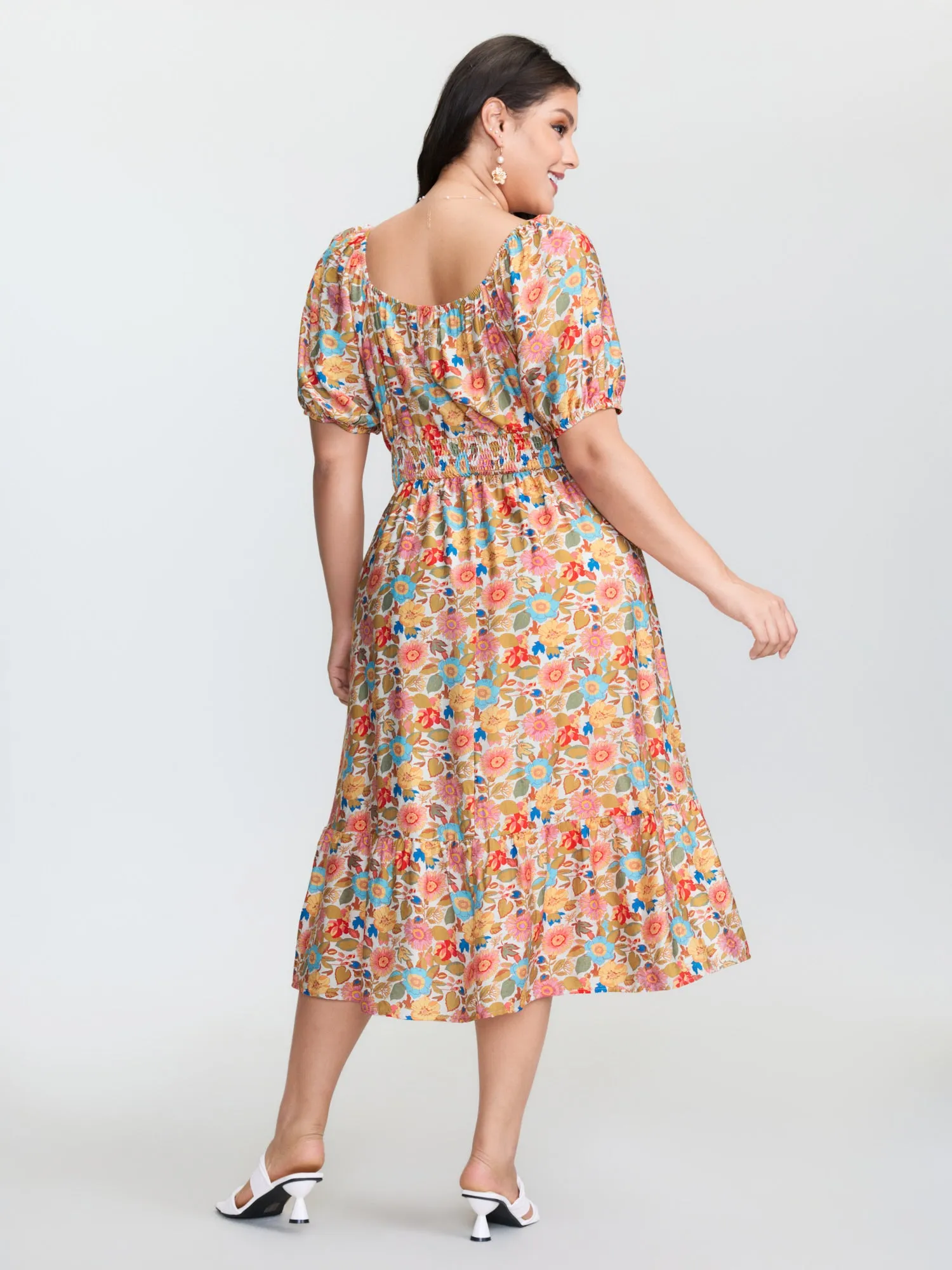 Floral Print Sweetheart Neckline Midi Dress sold by Bloomchic product image thumbnail 4