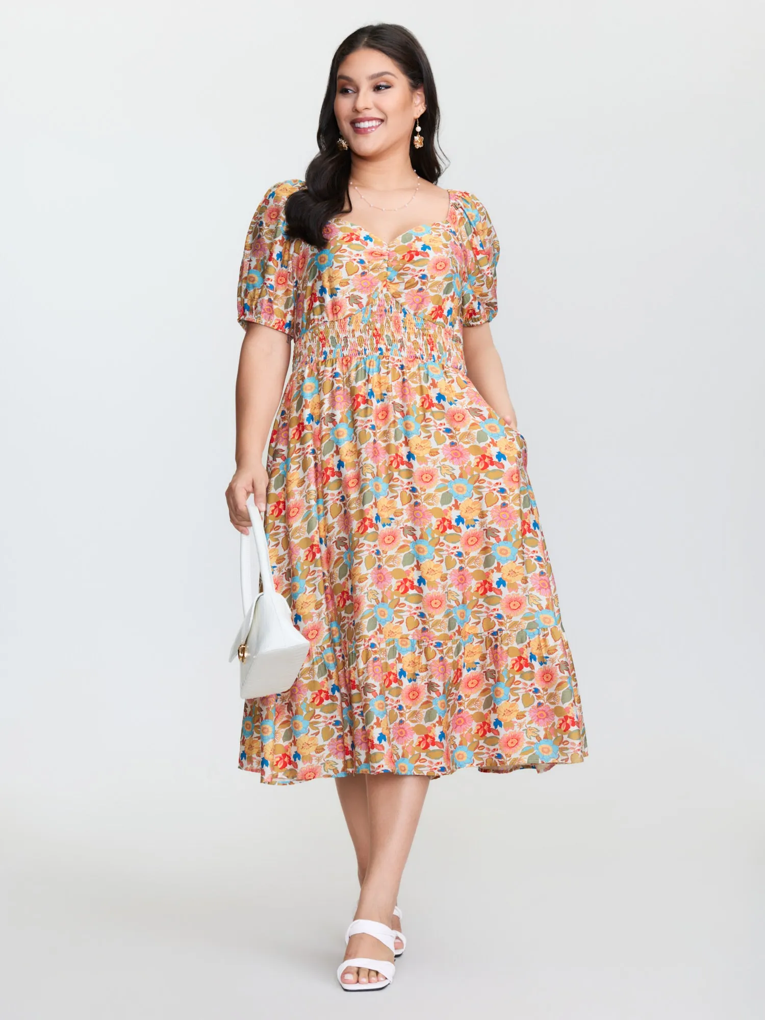 Floral Print Sweetheart Neckline Midi Dress sold by Bloomchic product image thumbnail 3