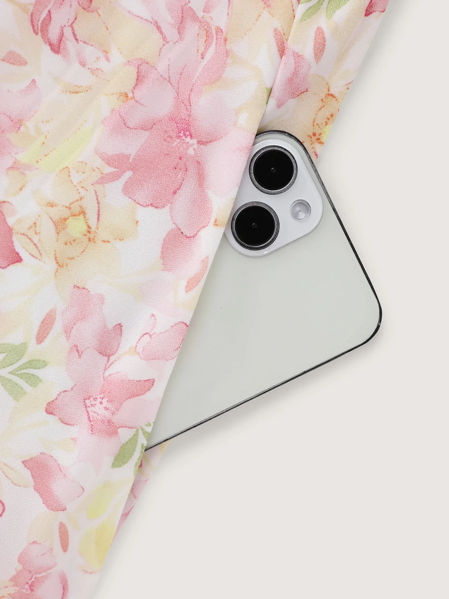 Floral Print Shirred Neckline Midi Dress sold by Bloomchic product image thumbnail 5