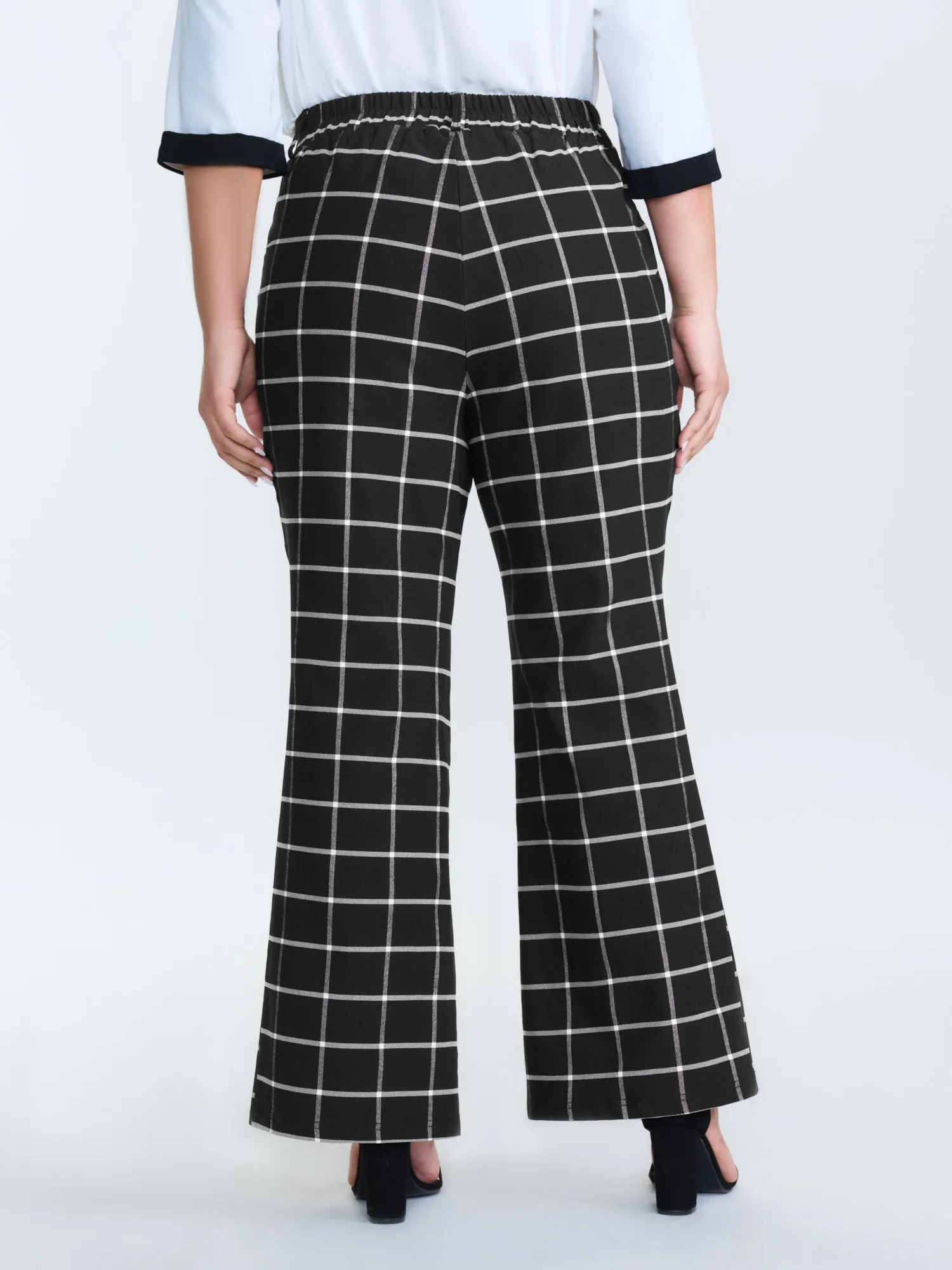 Stretchy Grid Pattern Flared Pants sold by Bloomchic product image thumbnail 5
