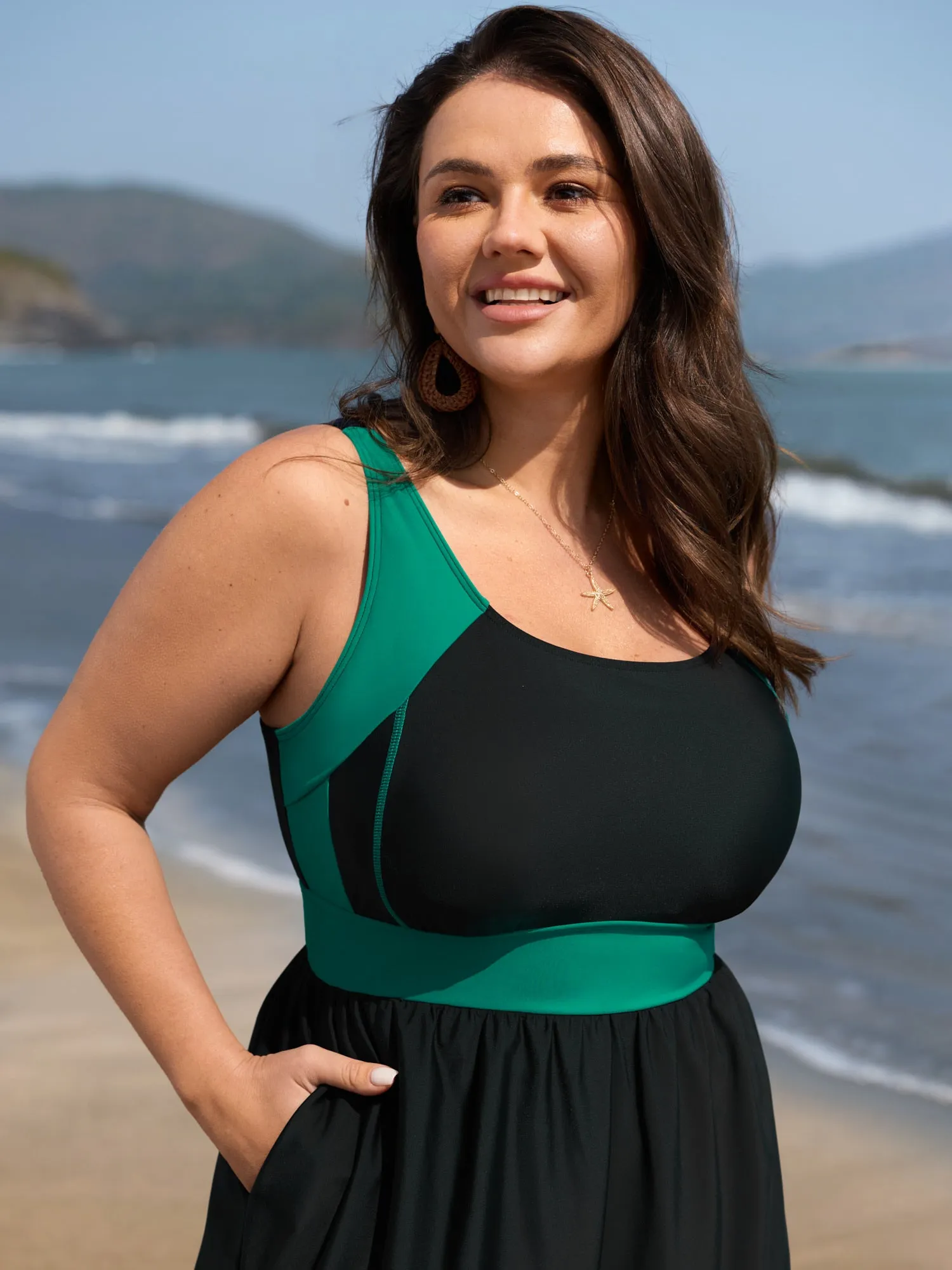 Color Contrast Pockets One-Piece Swimsuit sold by Bloomchic product image thumbnail 2