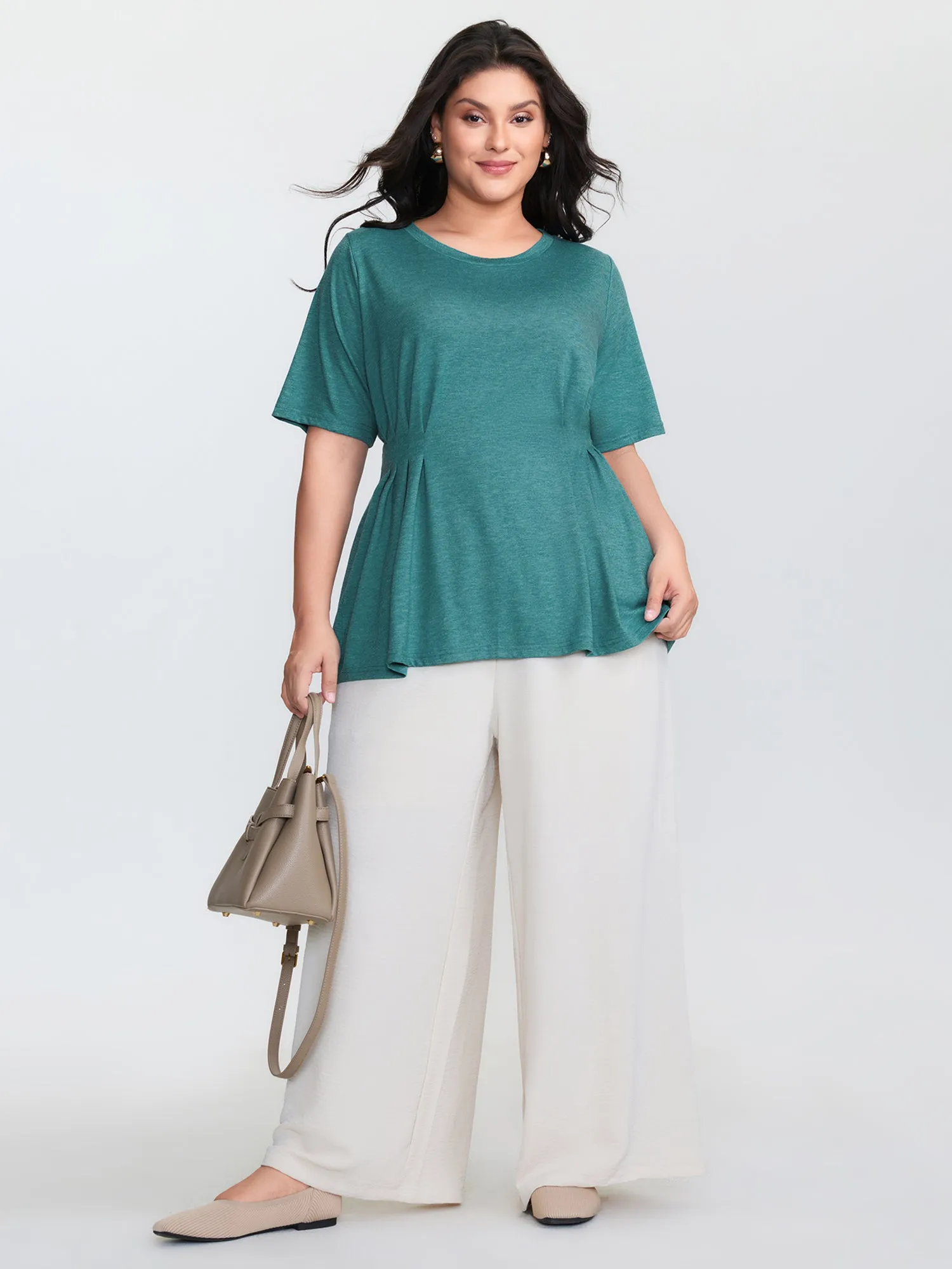 Supersoft Waist-Defining Pleated T-Shirt sold by Bloomchic product image thumbnail 2