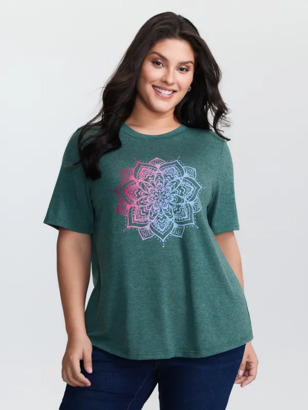 Supersoft Floral Motif Round Neck T-Shirt sold by Bloomchic