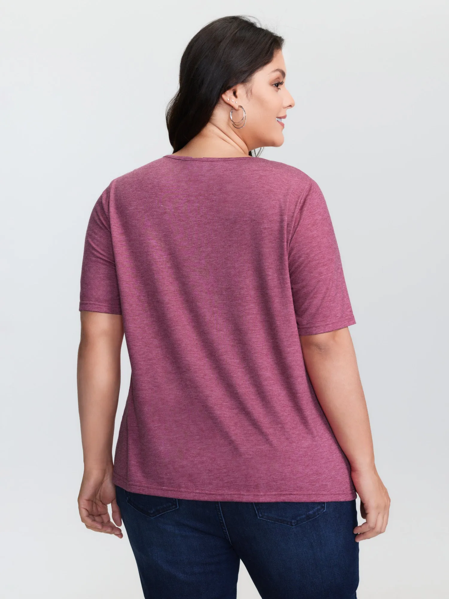 Supersoft Island Pattern Button Placket T-Shirt sold by Bloomchic product image thumbnail 4