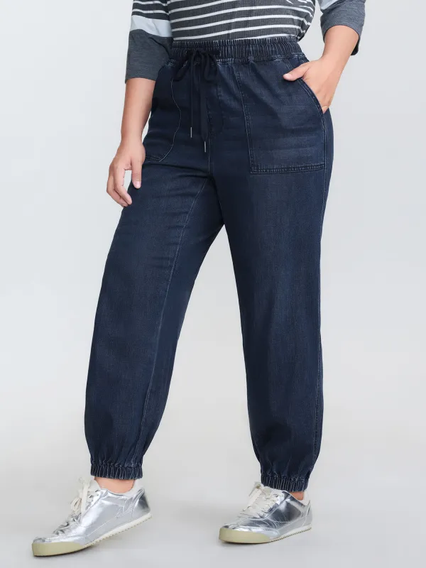 Supersoft Drawstring Waist Cuffed Jeans sold by Bloomchic