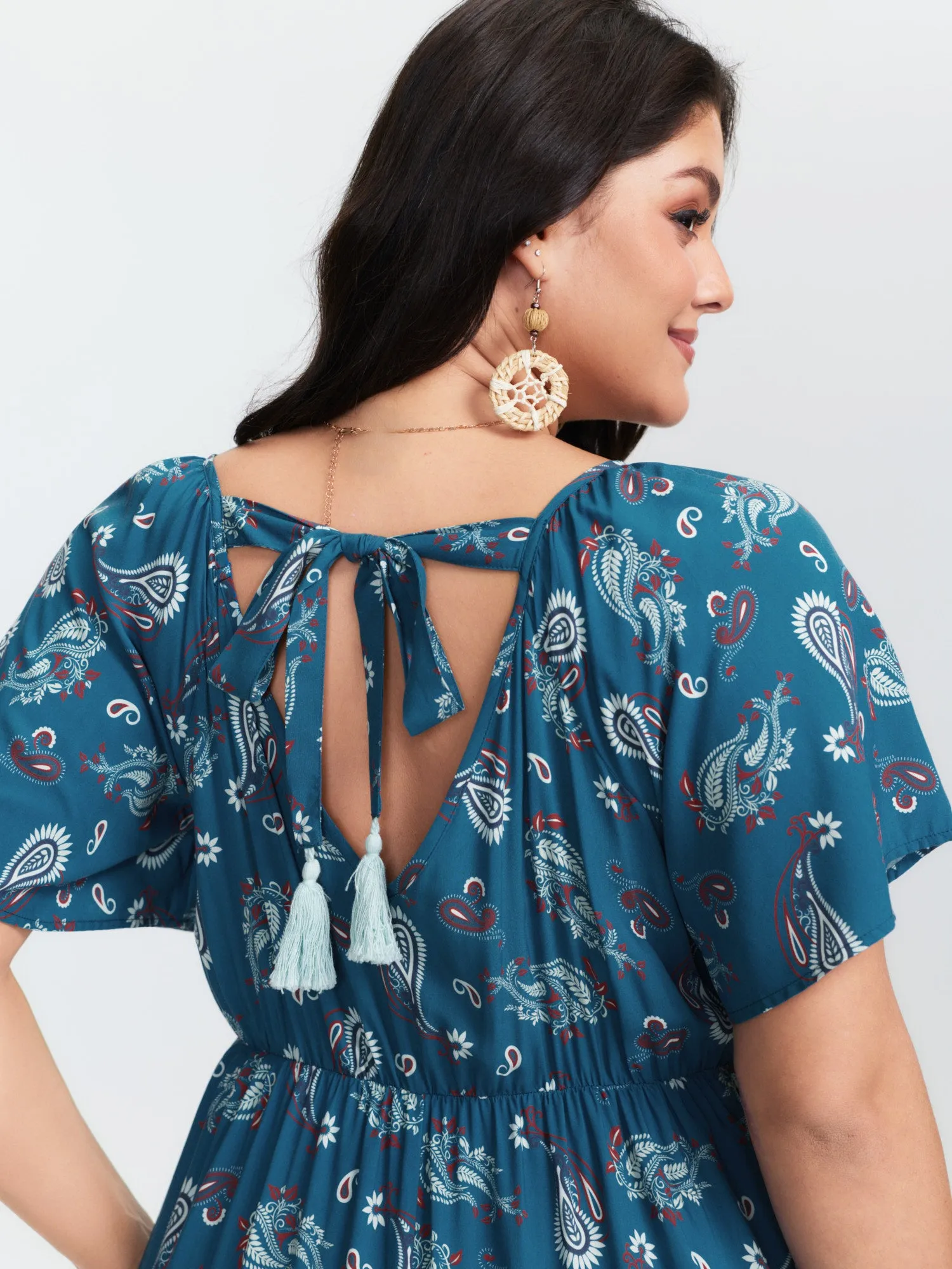 Supersoft Floral Print Backless Lace Midi Dress sold by Bloomchic product image thumbnail 3