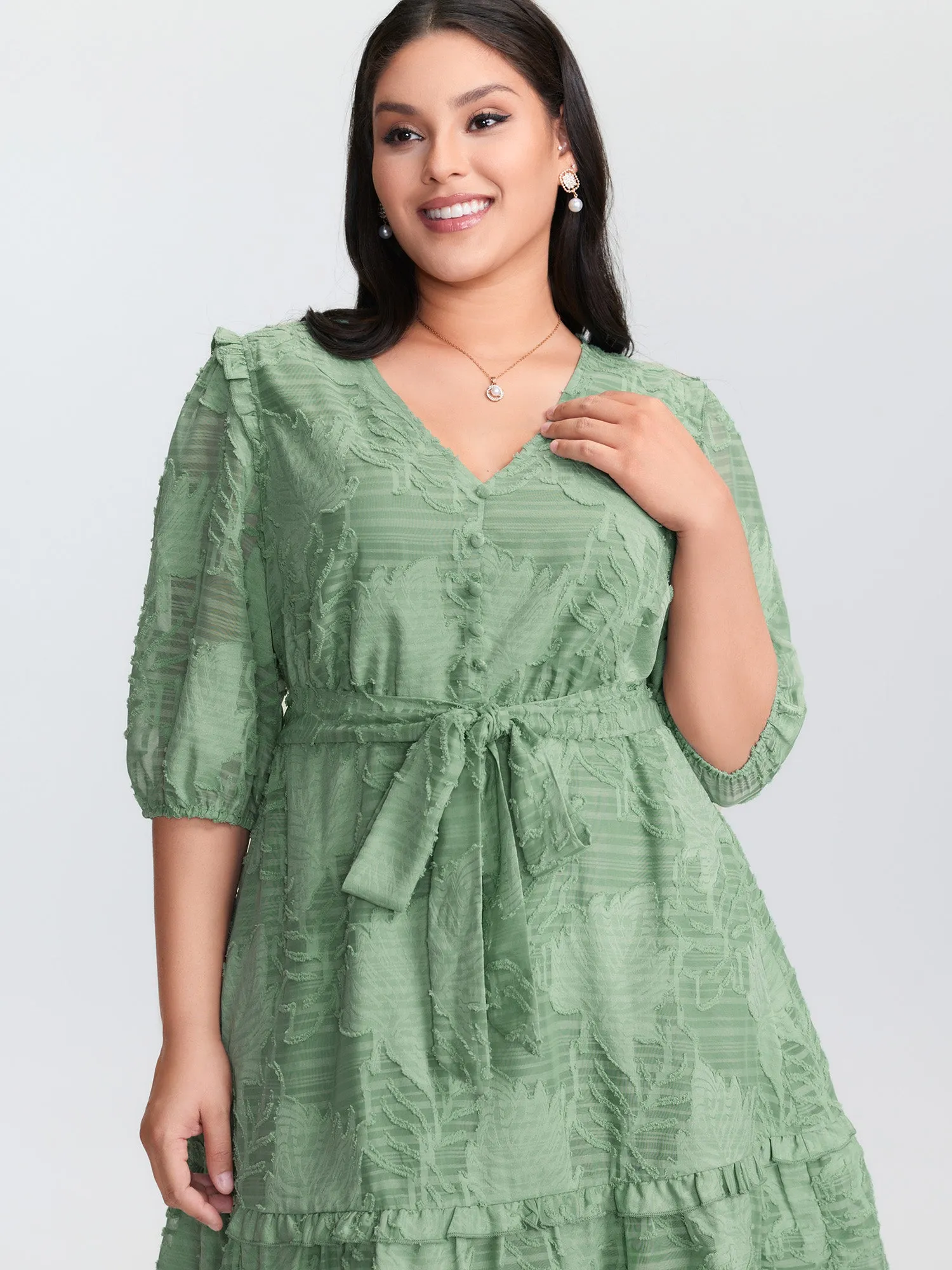 Floral Print Waist-Tie Ruffled Mini Dress sold by Bloomchic product image thumbnail 2