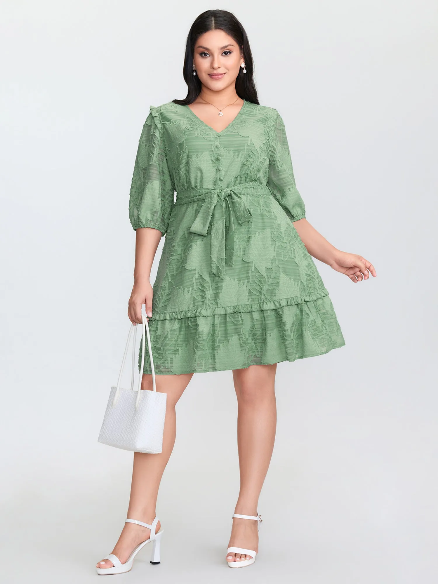 Floral Print Waist-Tie Ruffled Mini Dress sold by Bloomchic product image thumbnail 3