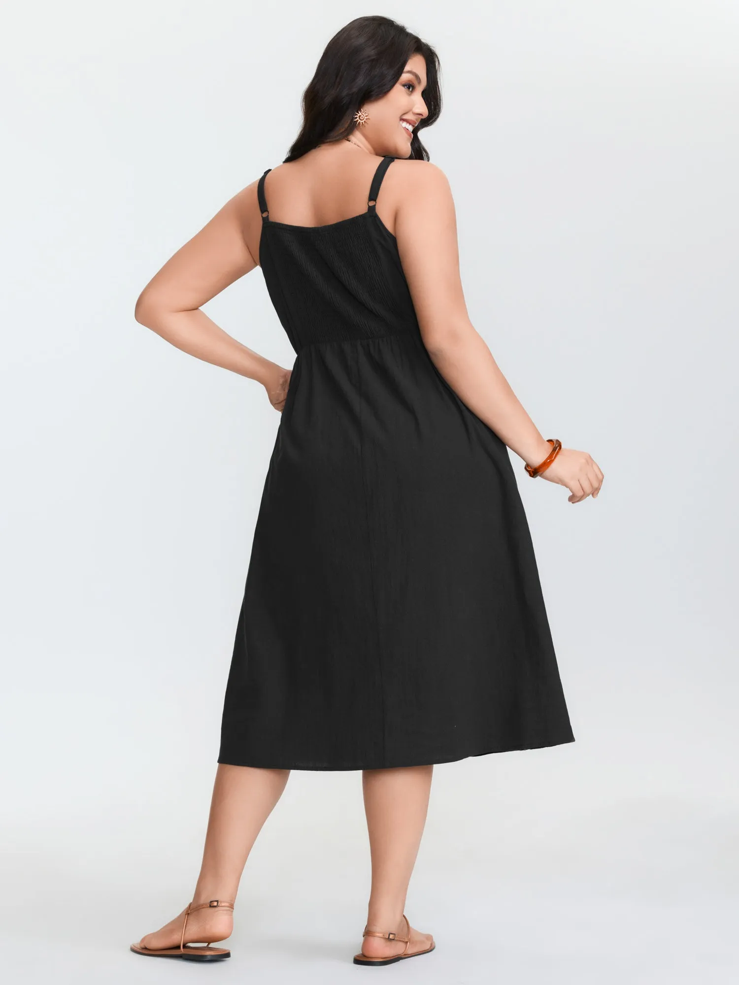 Cotton Star Moon Embroidered Shirred Midi Dress sold by Bloomchic product image thumbnail 4