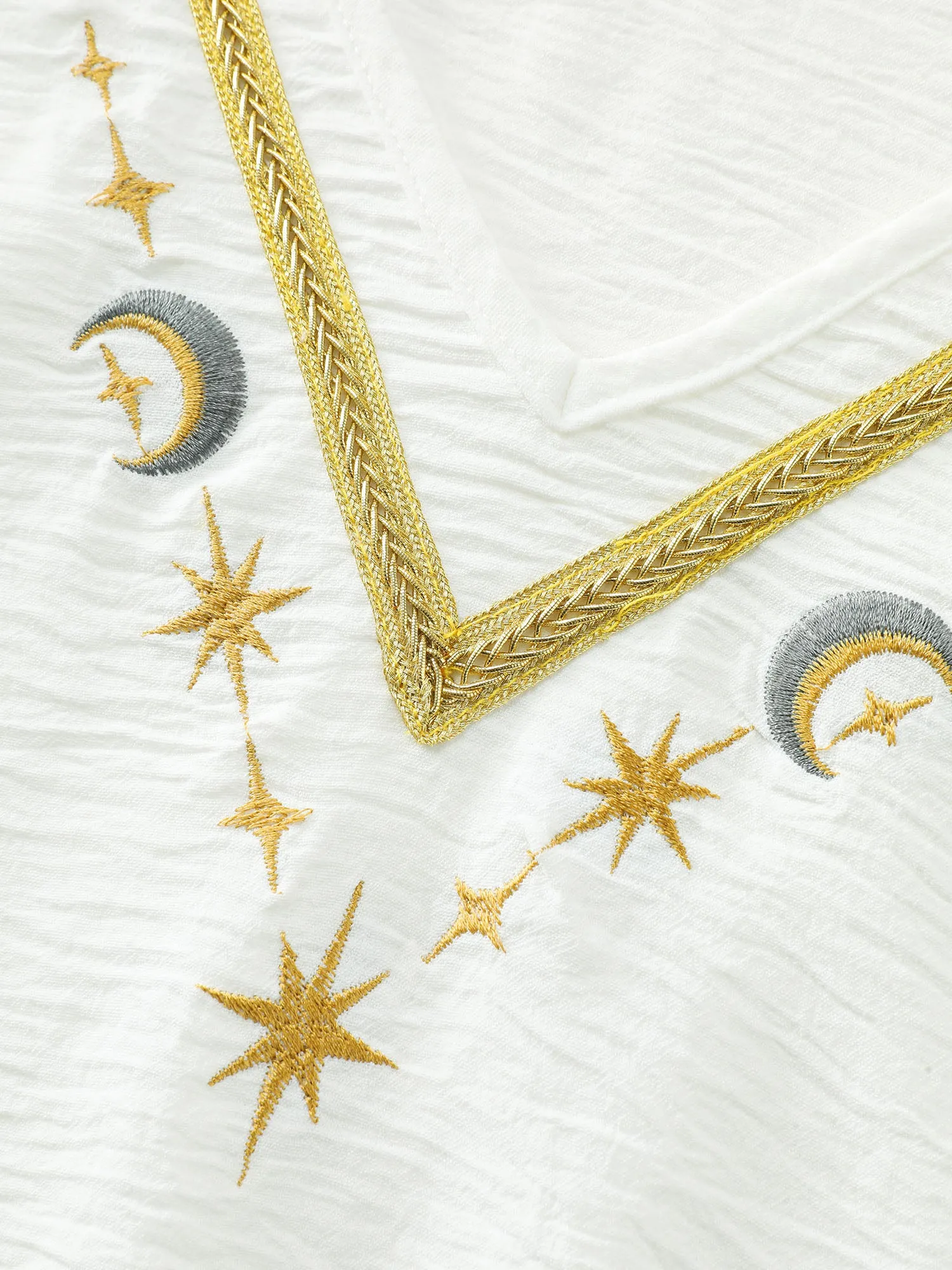 Star Moon Embroidered Neckline Flared Blouse sold by Bloomchic product image thumbnail 5