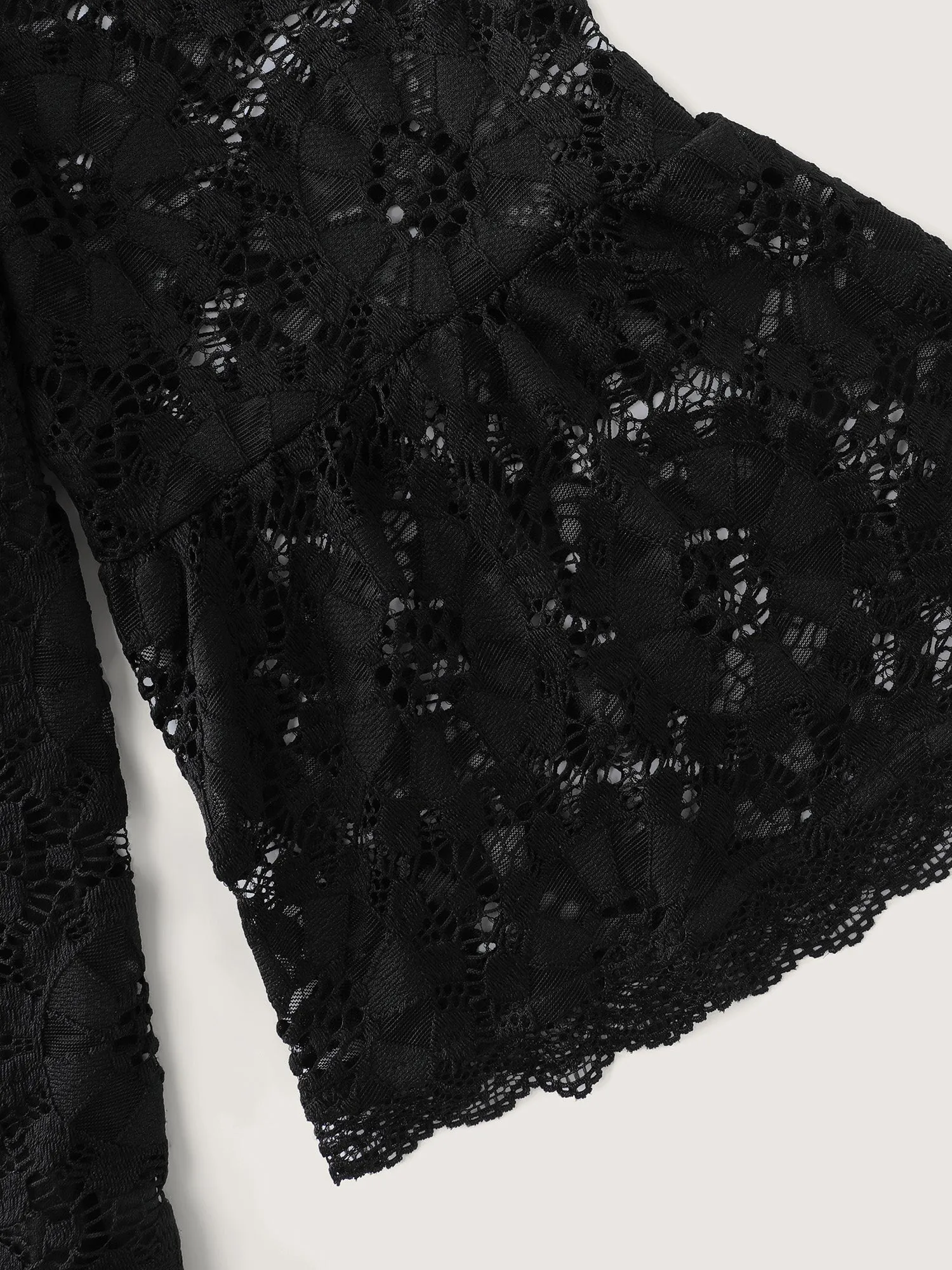 Floral Lace Sheer Fringe Knit Top sold by Bloomchic product image thumbnail 5