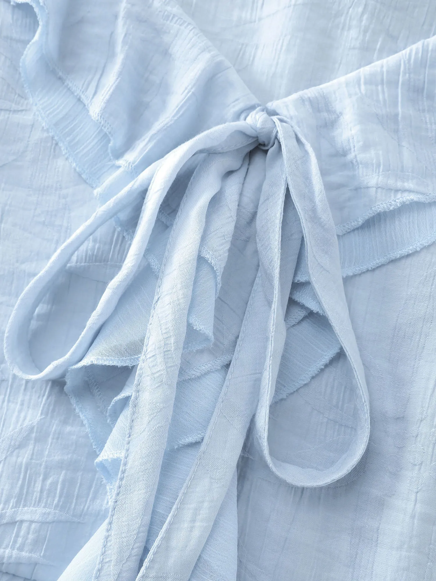 Ruffled Bow-Tie Neckline Textured Blouse sold by Bloomchic product image thumbnail 5