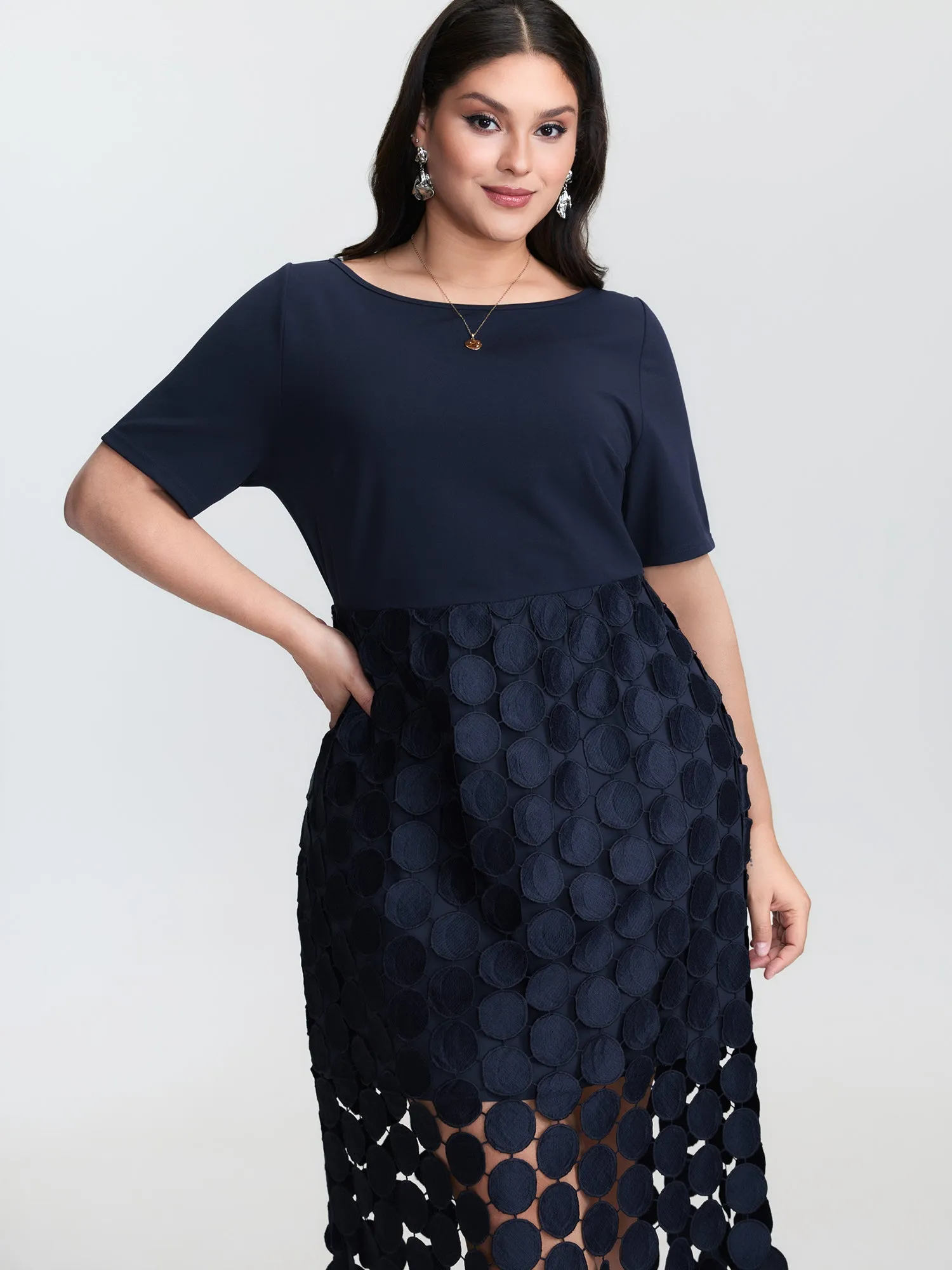 Lace Trim Tassels Stretchy Waist Midi Dress sold by Bloomchic product image thumbnail 2