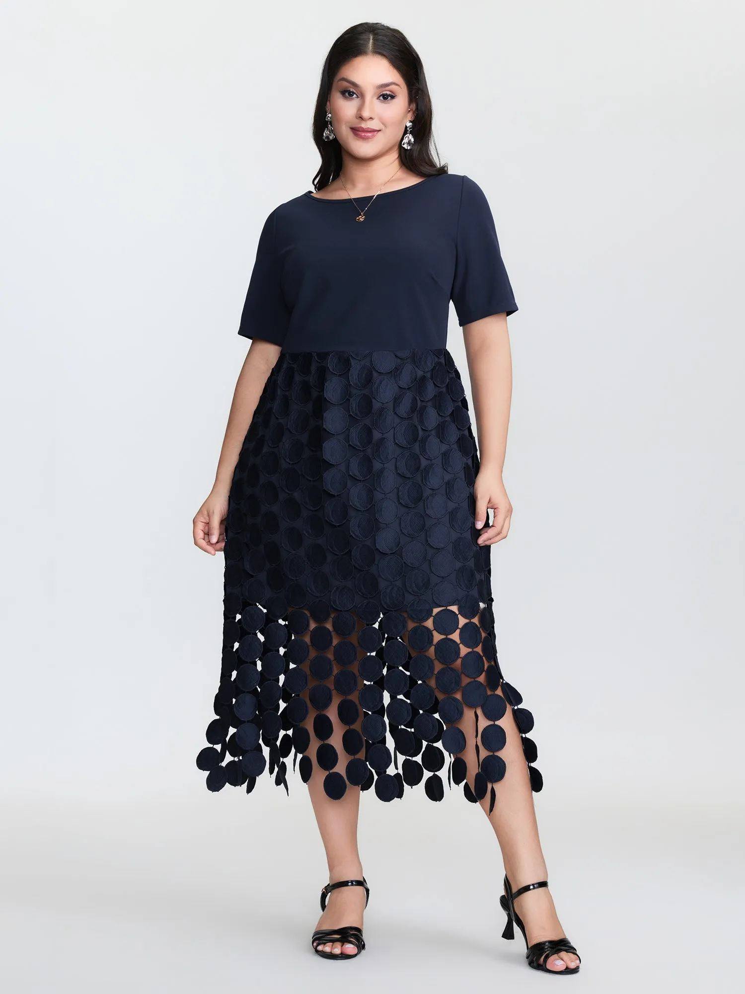 Lace Trim Tassels Stretchy Waist Midi Dress sold by Bloomchic