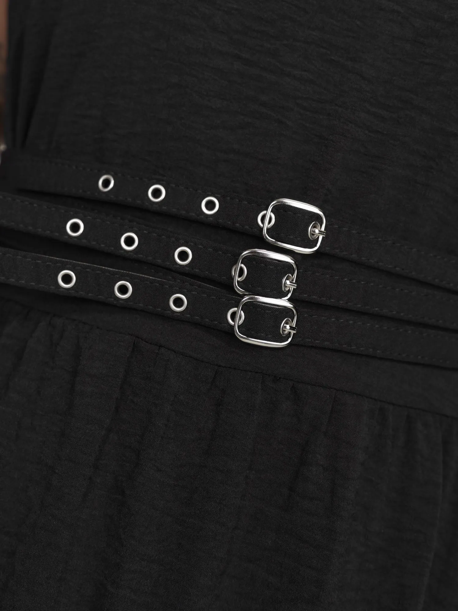 Wide Straps Belted Buckle Detail Midi Dress sold by Bloomchic product image thumbnail 5