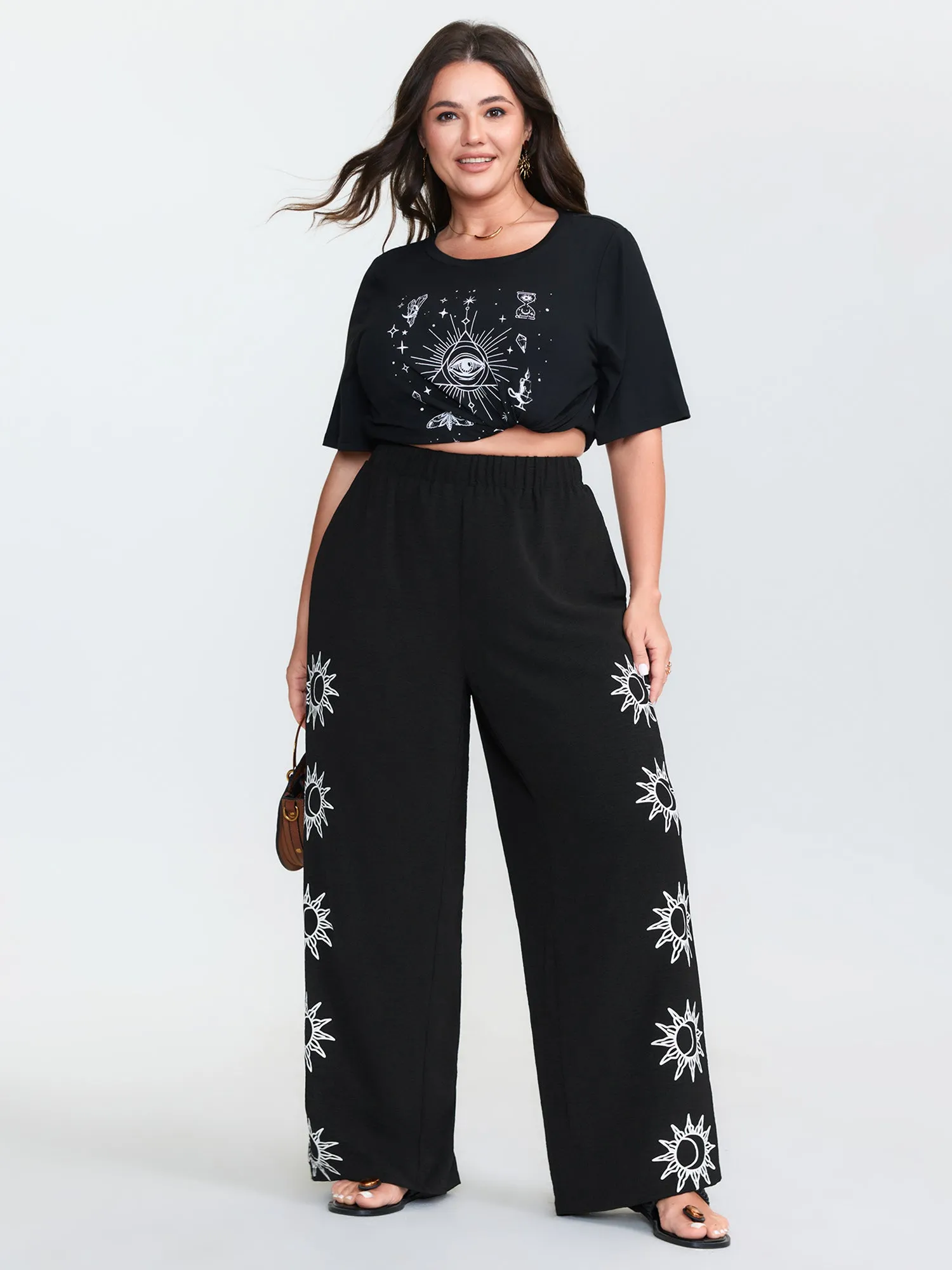 Monochrome Floral Pattern Pants sold by Bloomchic product image thumbnail 2