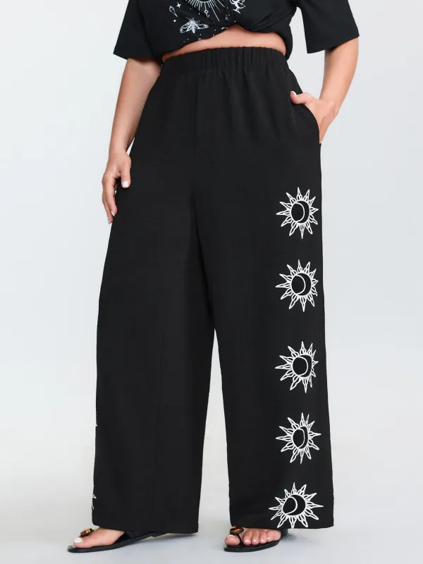 Monochrome Floral Pattern Pants made by Bloomchic