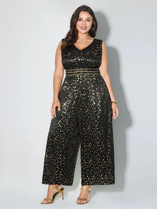 Geometric Print Color Contrast Jumpsuit sold by Bloomchic