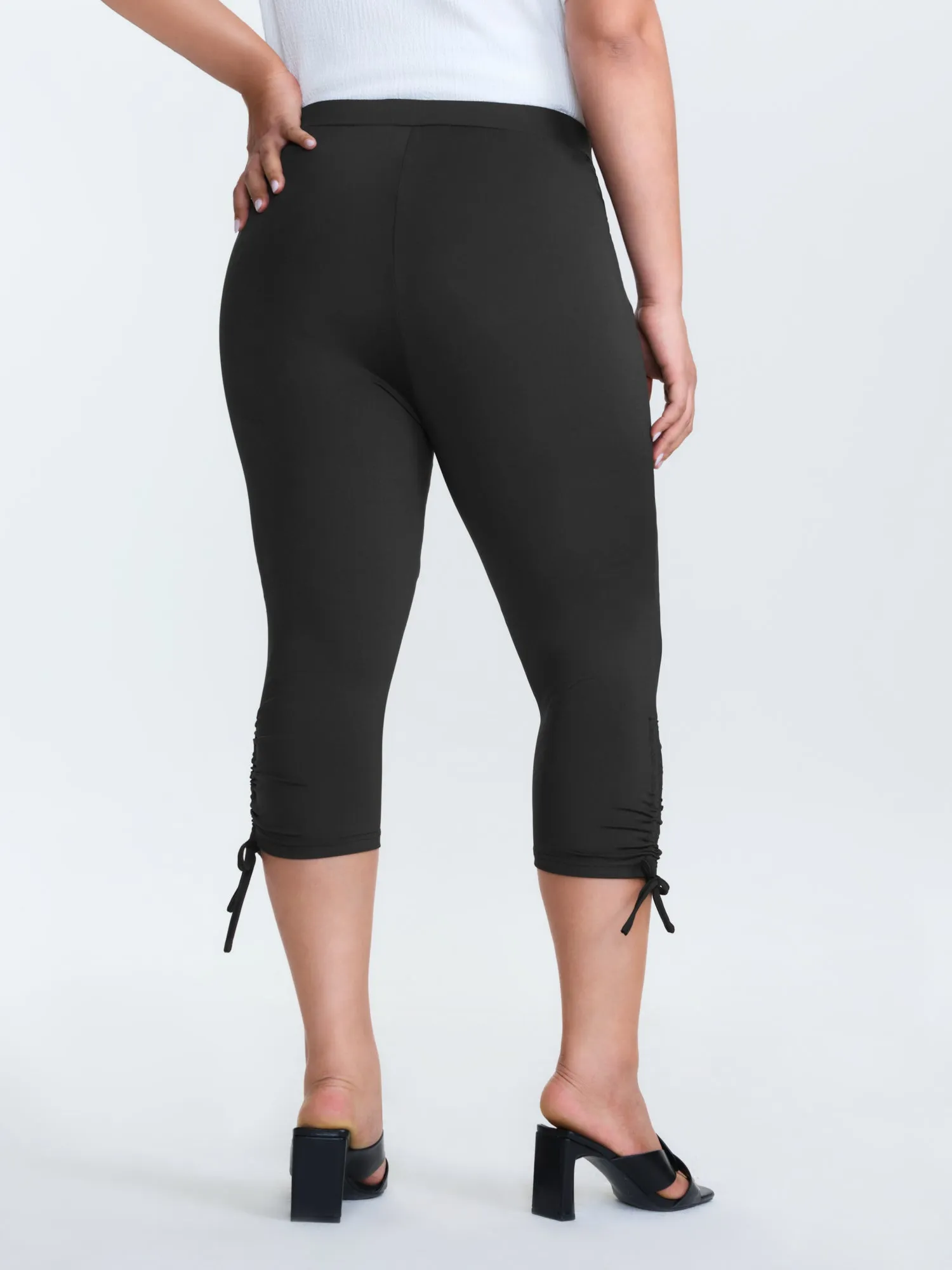 Stretchy Hem Ties Cropped Jogger Leggings sold by Bloomchic product image thumbnail 5