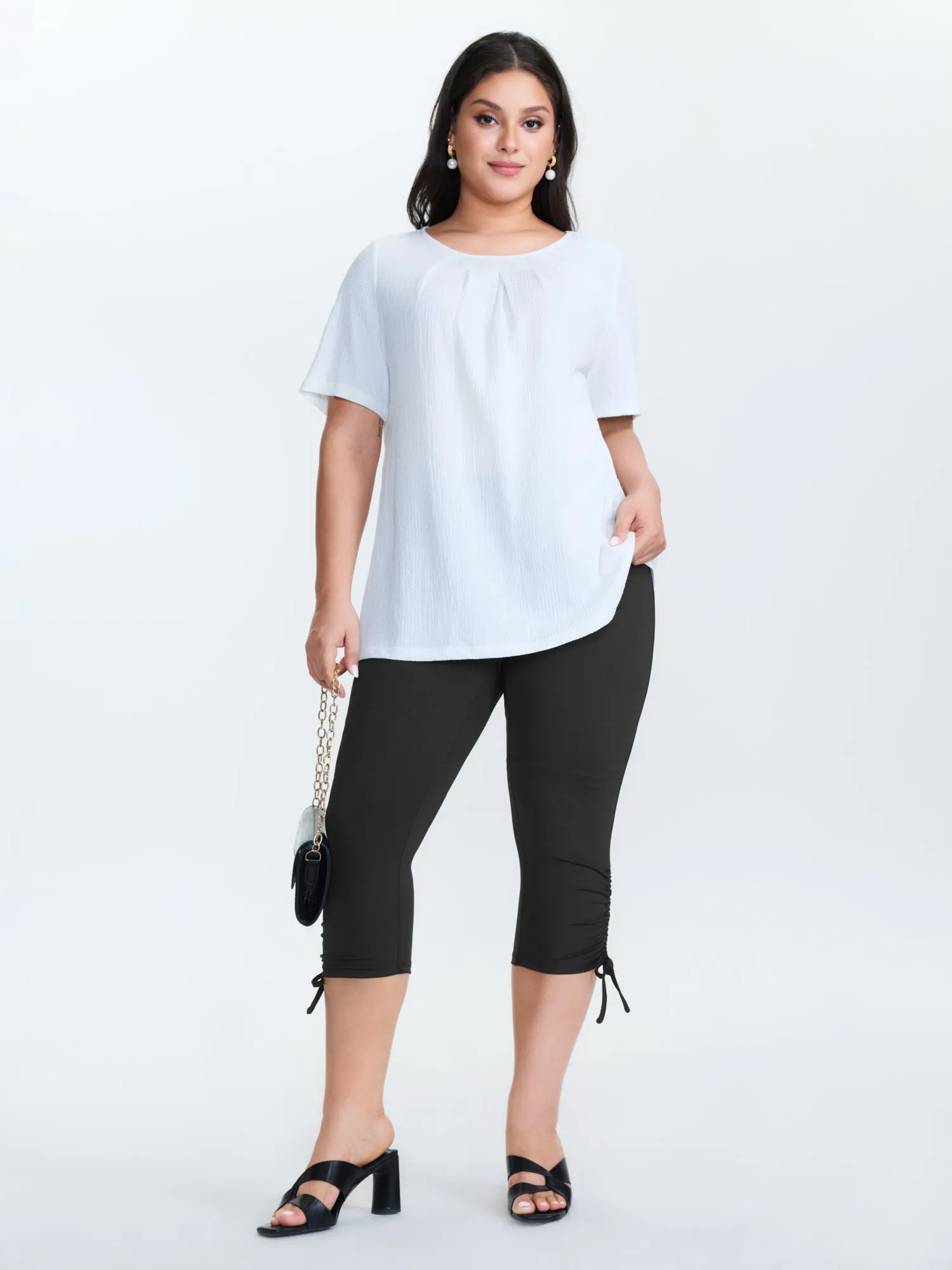 Stretchy Hem Ties Cropped Jogger Leggings sold by Bloomchic product image thumbnail 2