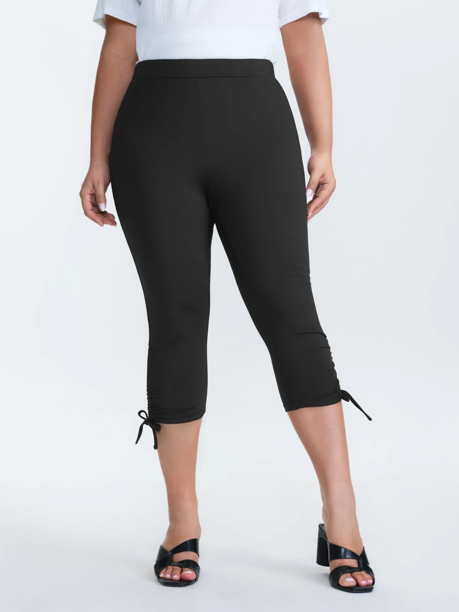 Stretchy Hem Ties Cropped Jogger Leggings sold by Bloomchic