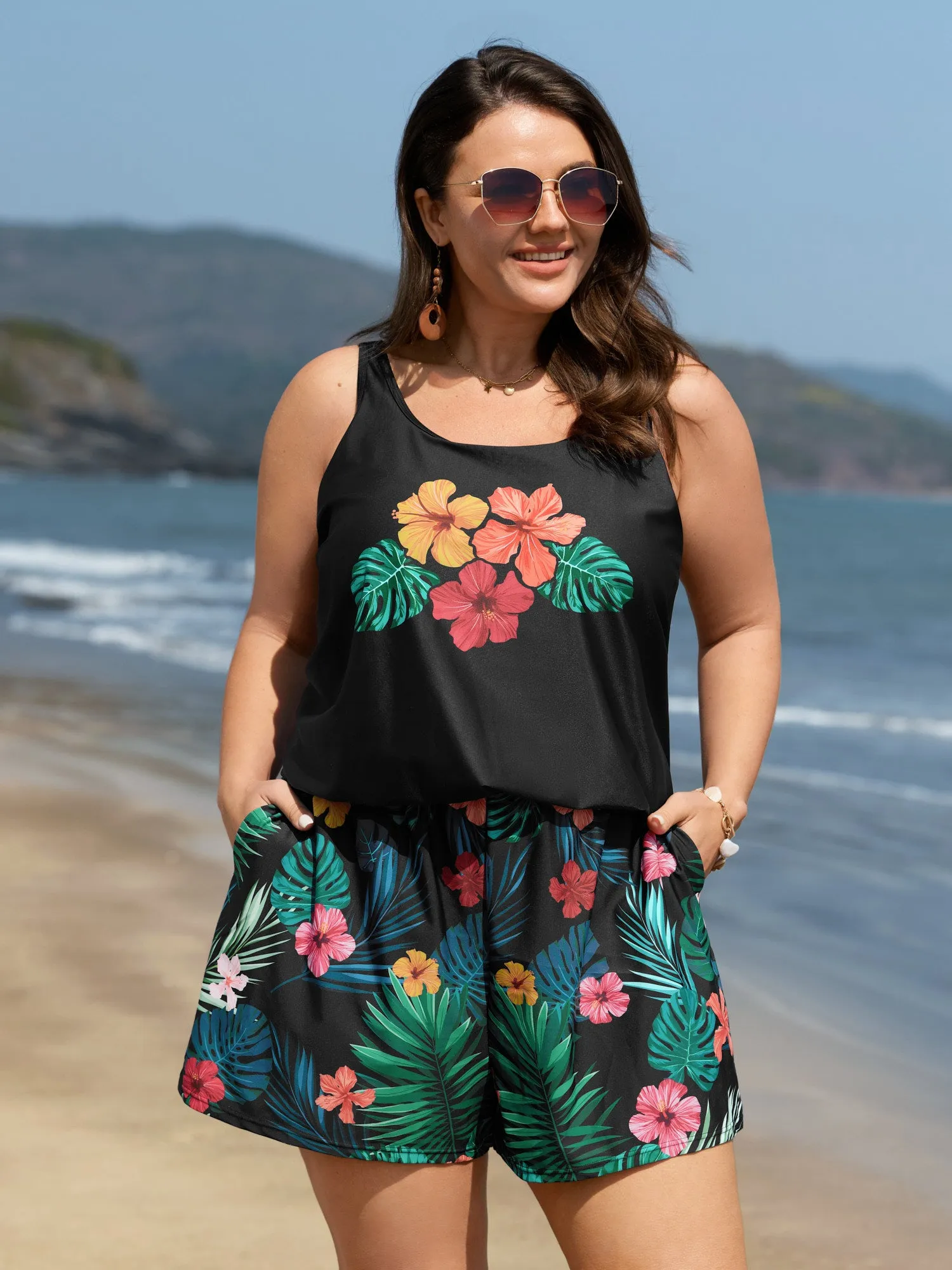 Multi-Color Tropical Pockets One-Piece Swimsuit sold by Bloomchic product image thumbnail 3