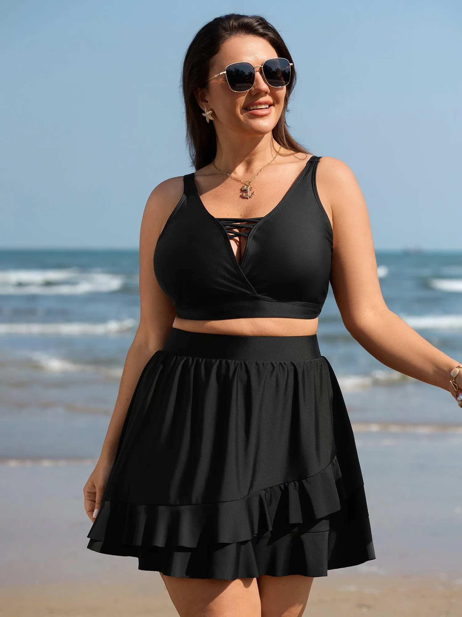 Ruffled Layered Plain Swim Bottoms sold by Bloomchic product image thumbnail 2