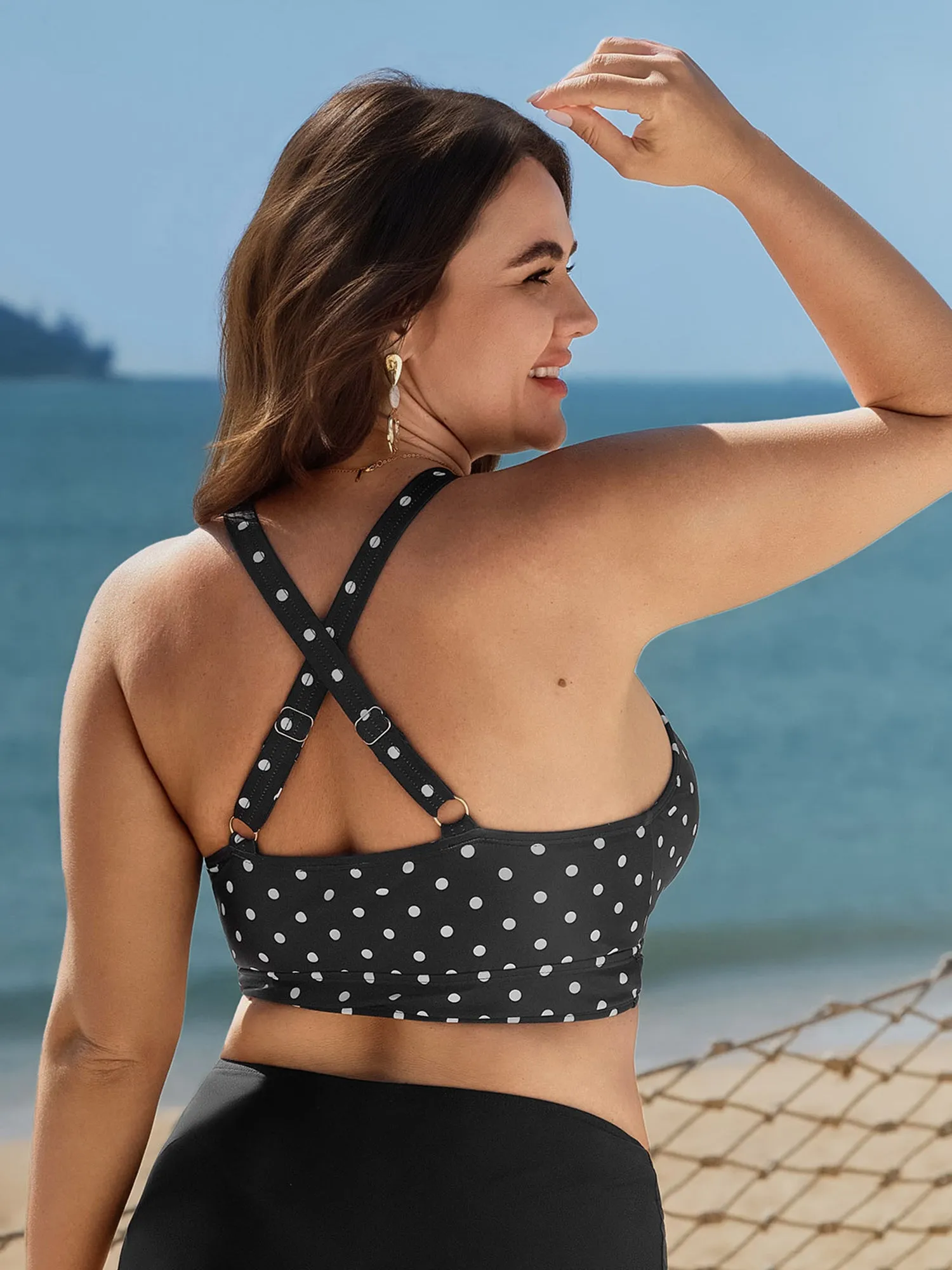 Polka Dots Deep V-Neck Swim Top sold by Bloomchic product image thumbnail 4