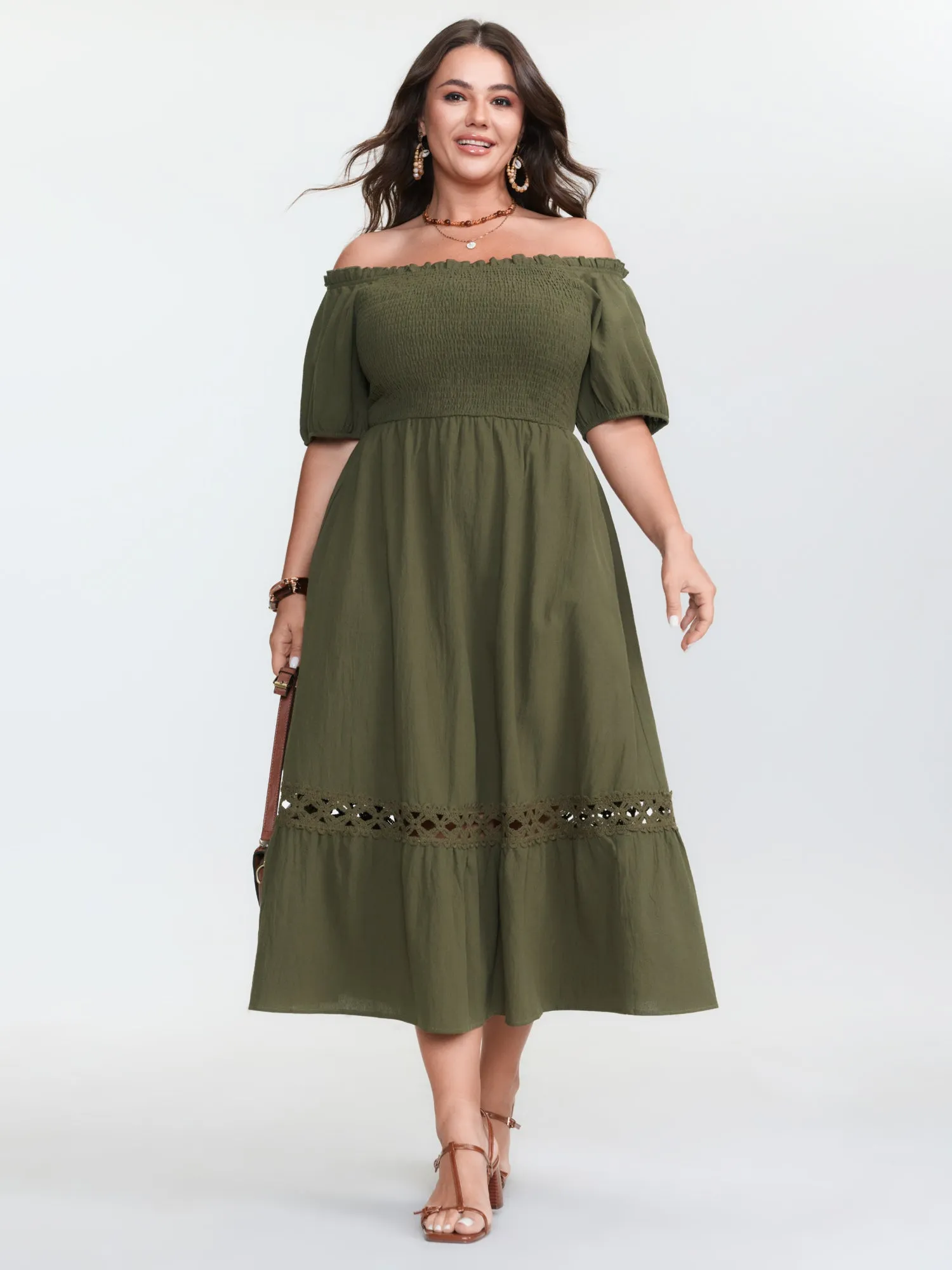 Pure Cotton Off-Shoulder Midi Dress sold by Bloomchic product image thumbnail 3