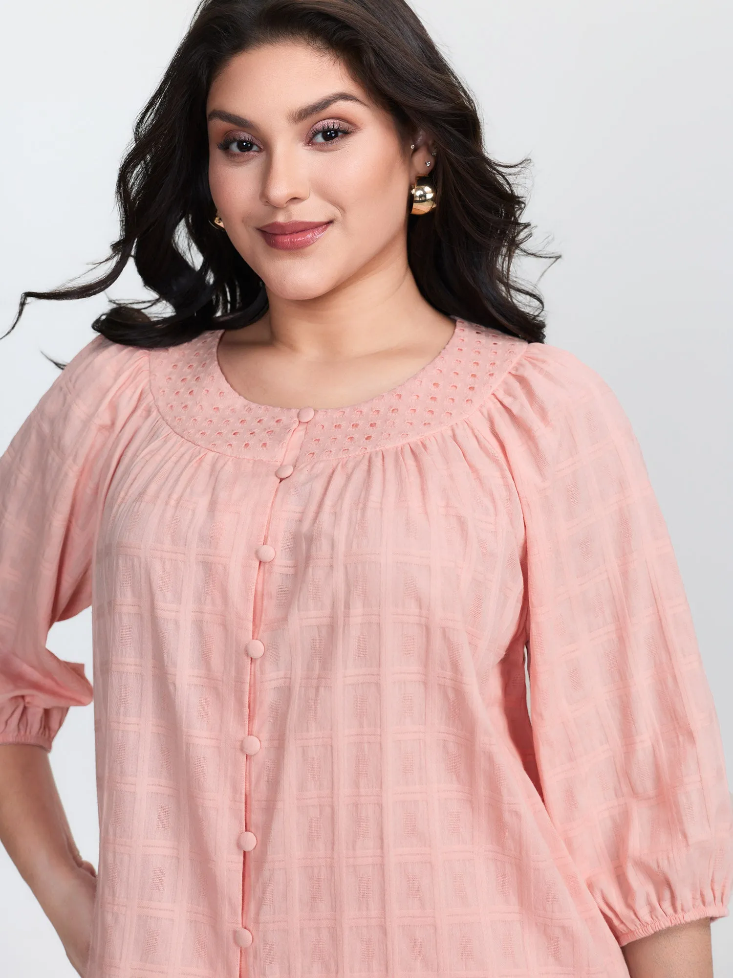 Pure Cotton Pleated Button-Down Top sold by Bloomchic product image thumbnail 3