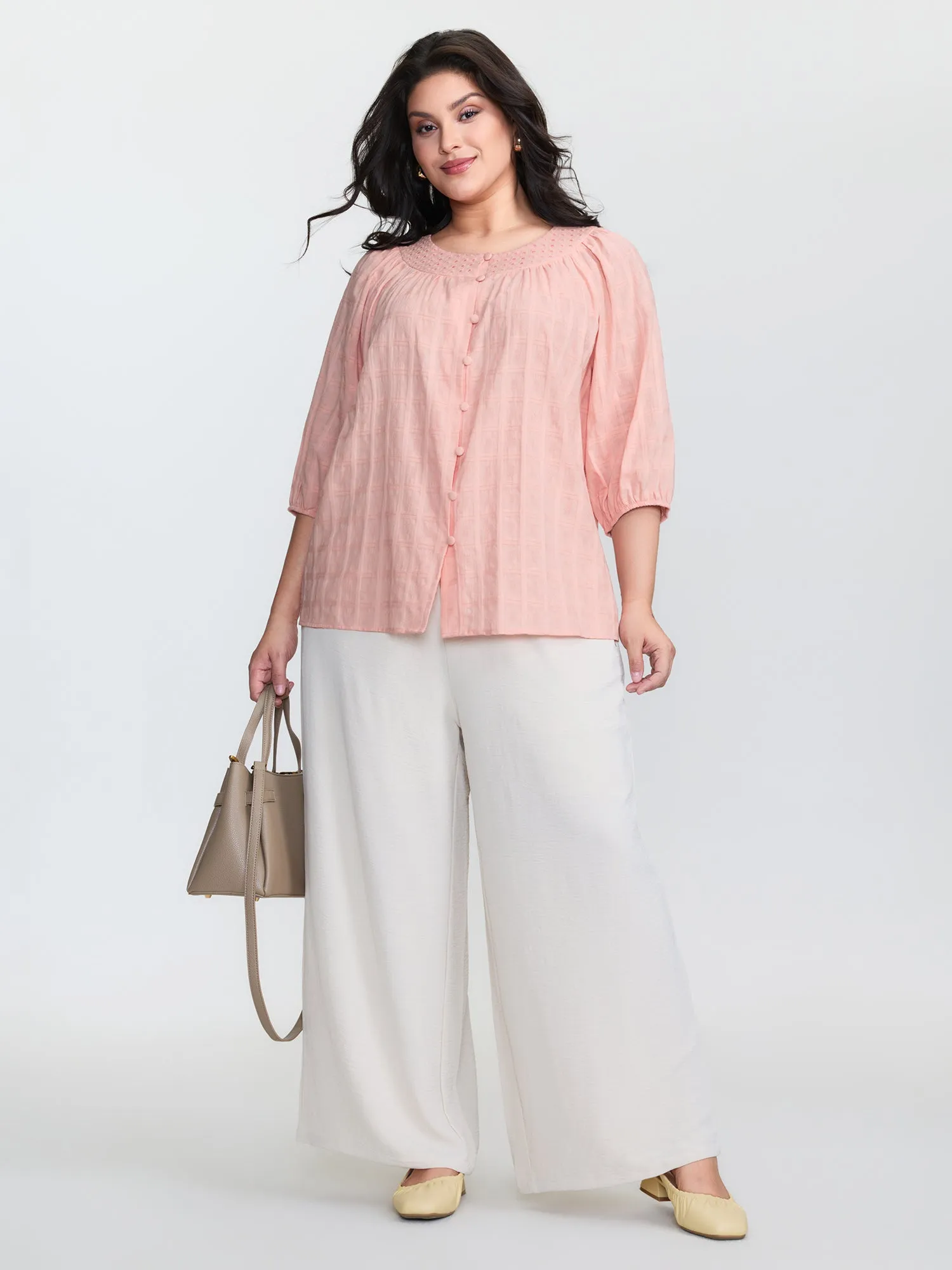 Pure Cotton Pleated Button-Down Top sold by Bloomchic product image thumbnail 2