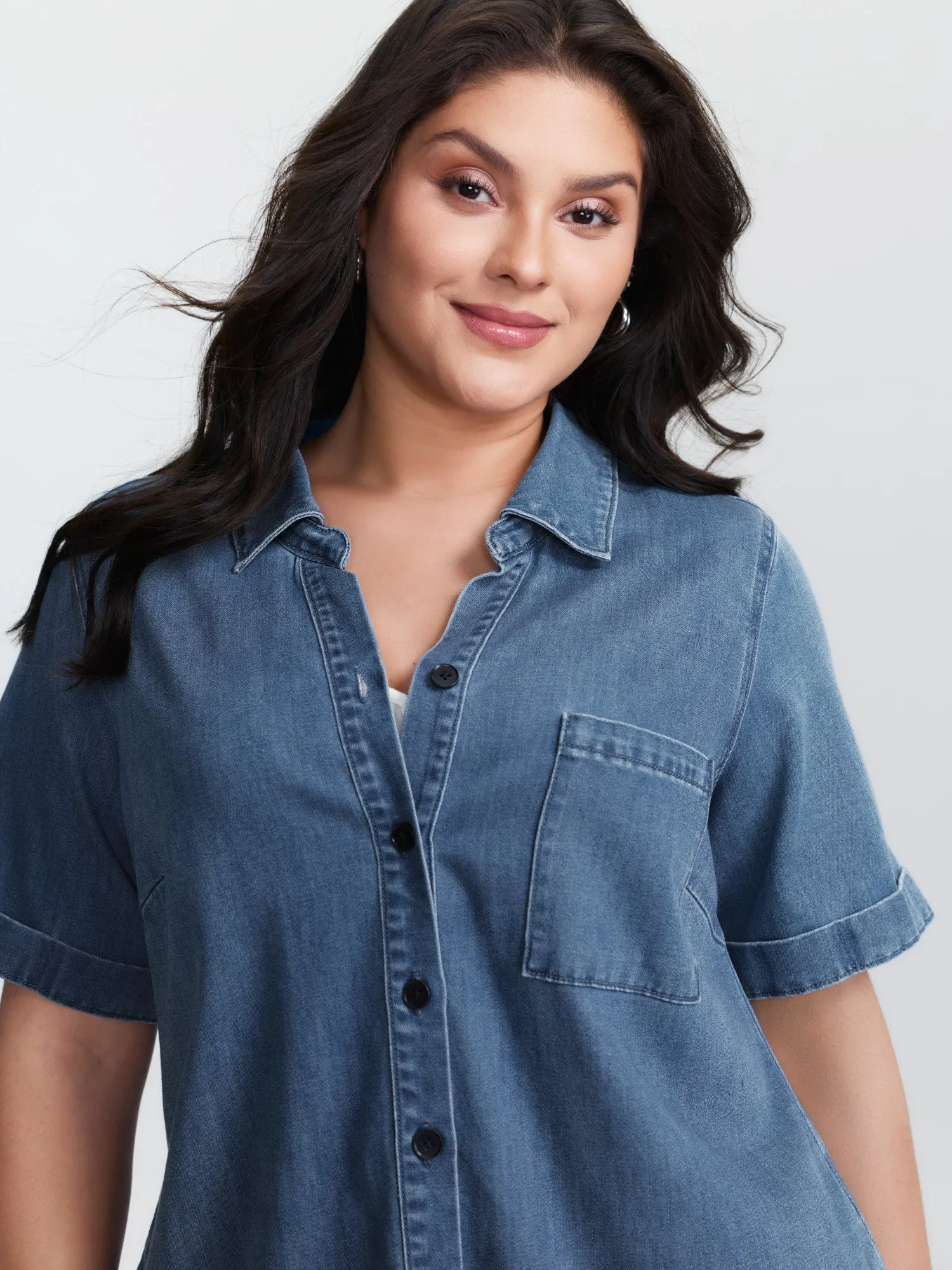 Supersoft Button-Down Denim Top sold by Bloomchic product image thumbnail 2
