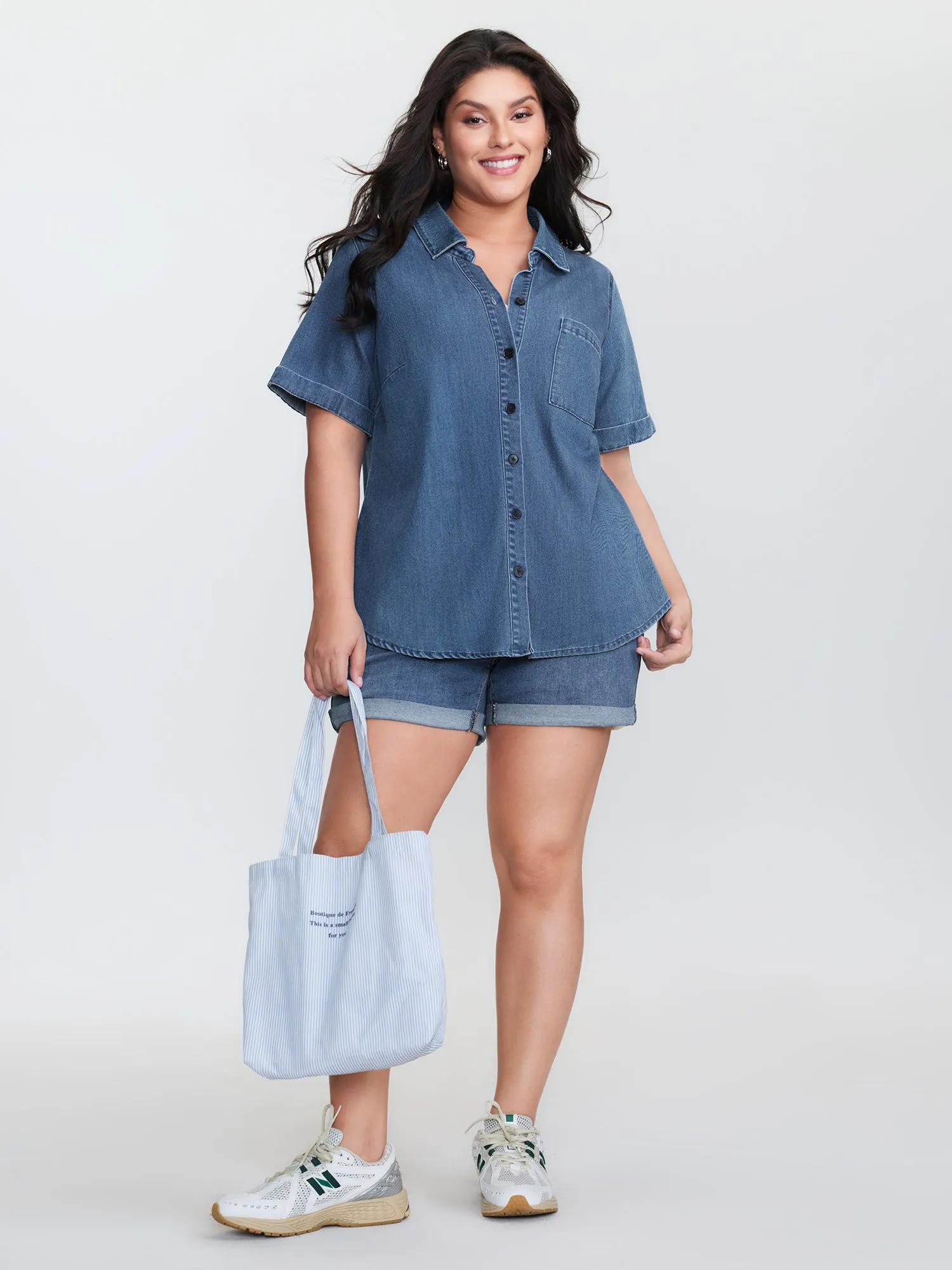 Supersoft Button-Down Denim Top sold by Bloomchic product image thumbnail 3