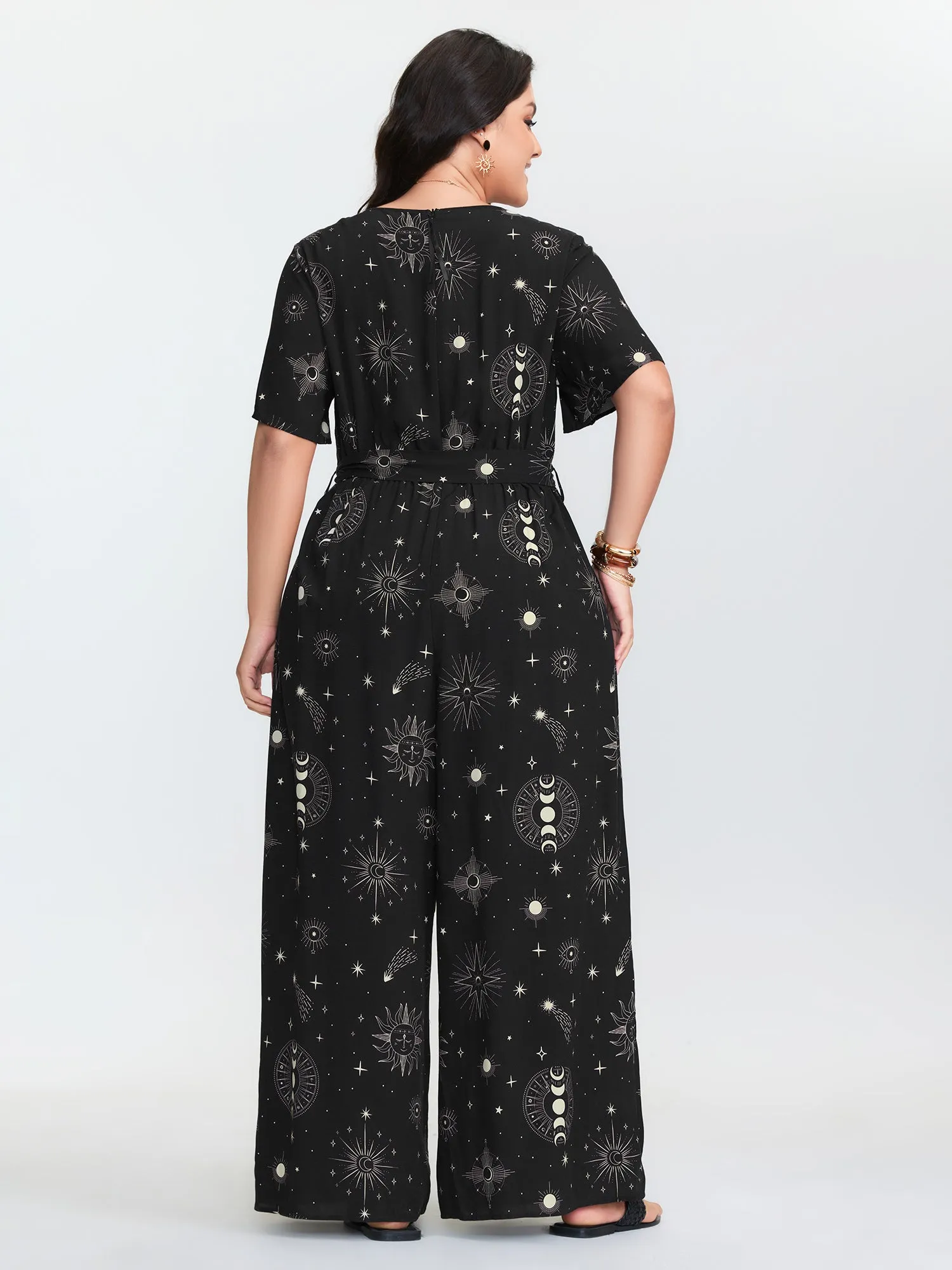 Supersoft Celestial Print Waist-Tie Jumpsuit sold by Bloomchic product image thumbnail 4