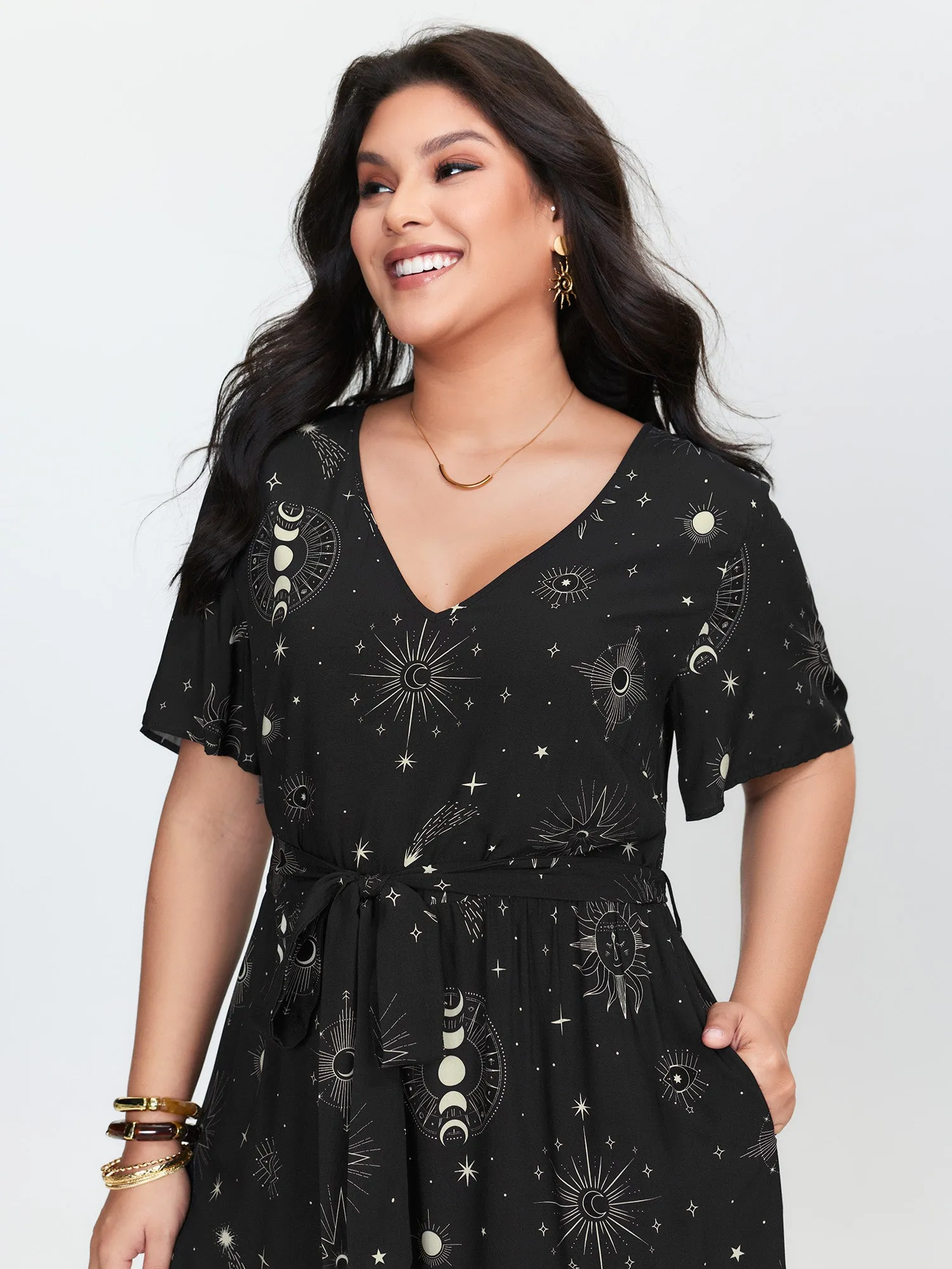 Supersoft Celestial Print Waist-Tie Jumpsuit sold by Bloomchic product image thumbnail 2